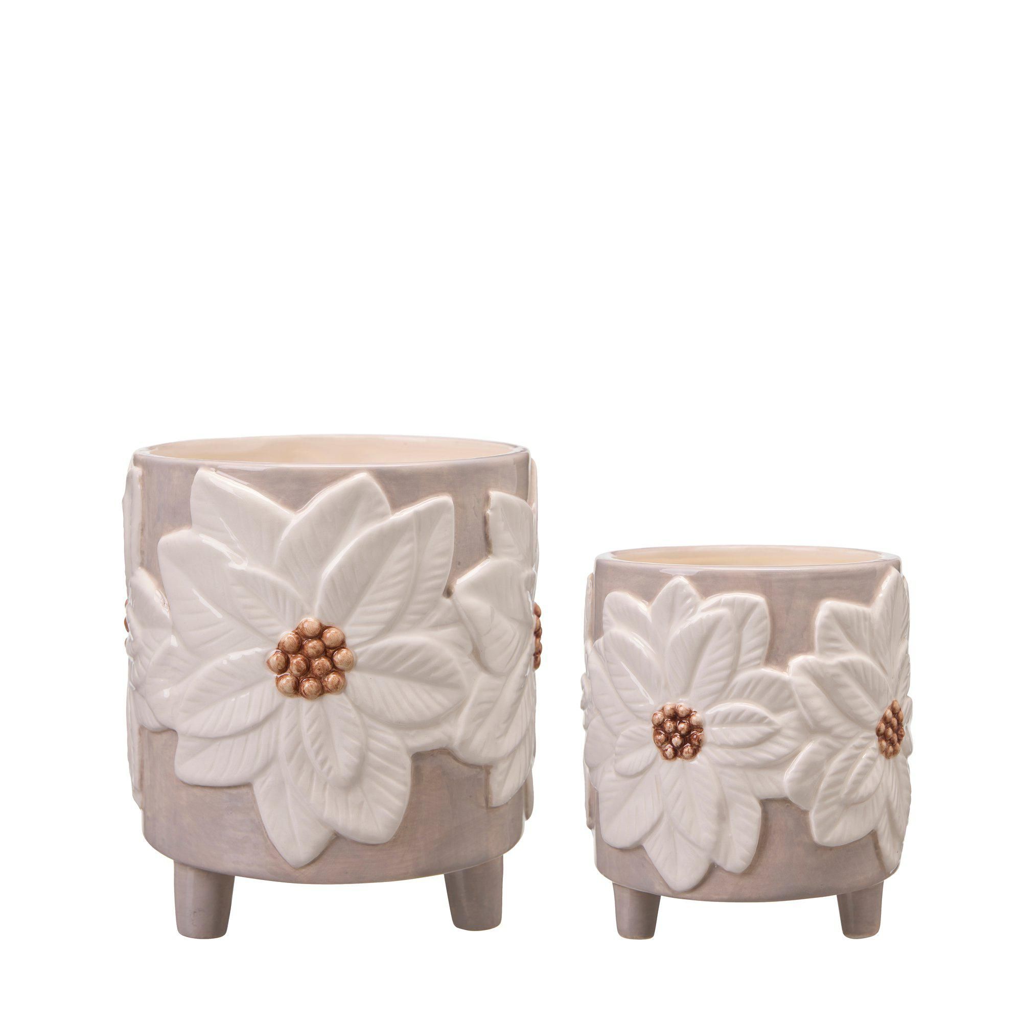 MALENA Pot S/2 White/Grey - White/Grey - 15x17 12x14cm