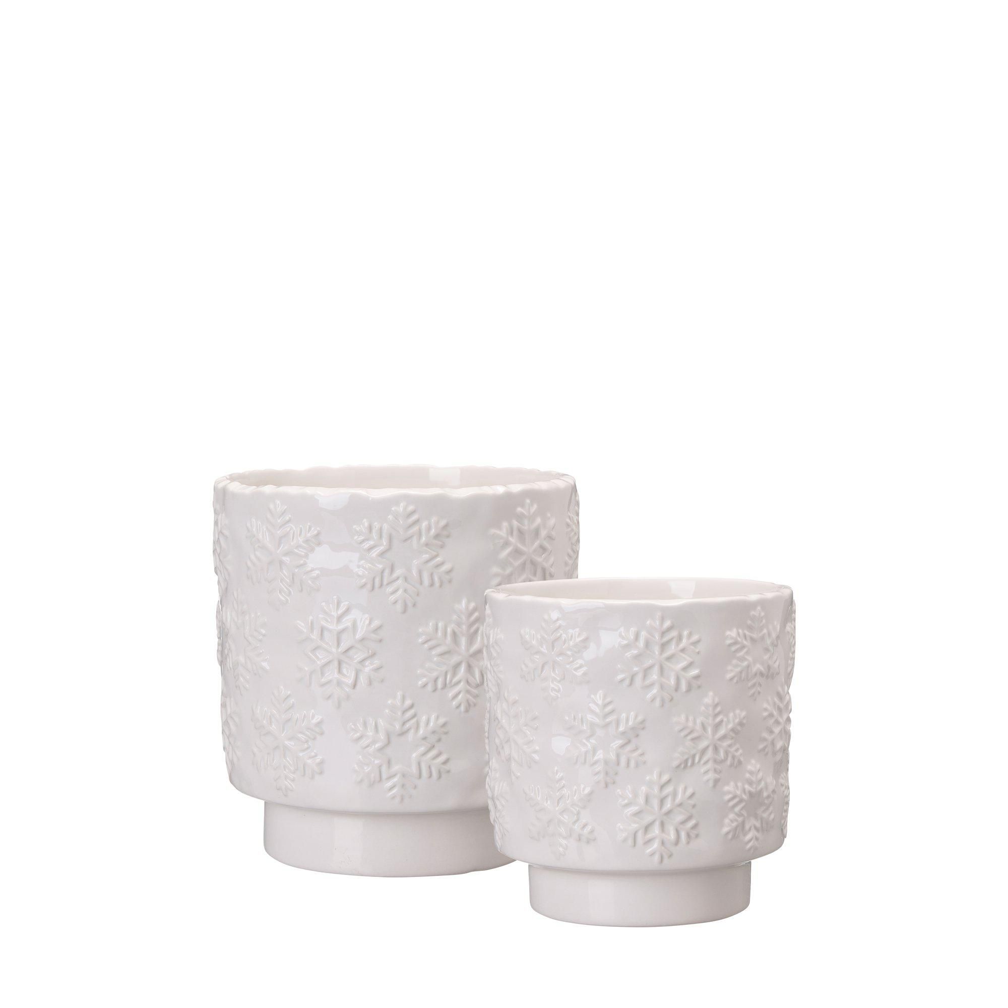 TINDRA Pot S/2 White - White - 16x16 14x14cm