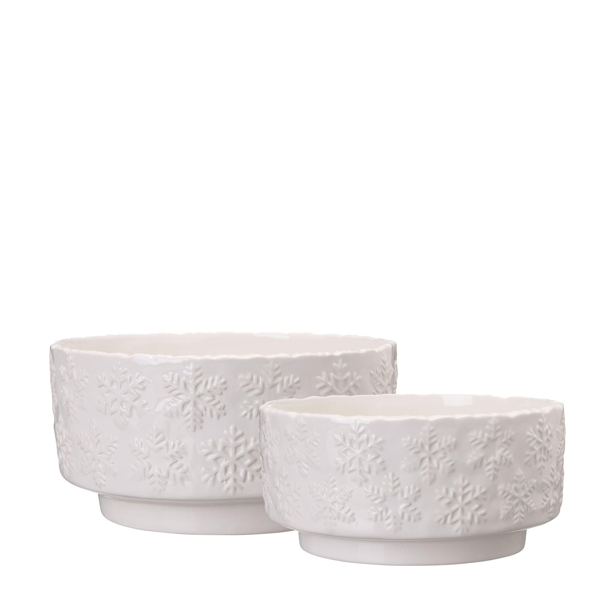 TINDRA Planter S/2 White - White - 24x12 22x10cm