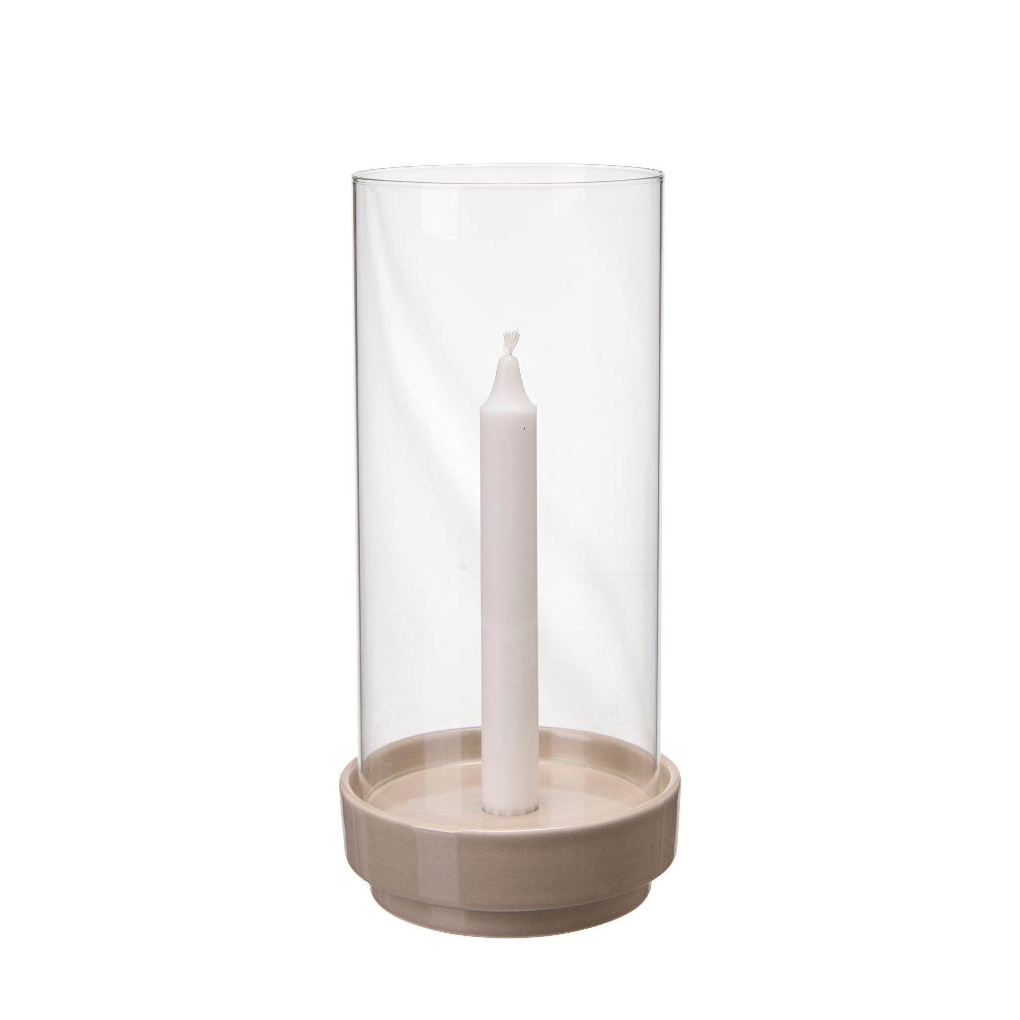 METTE Candle Holder Beige - Beige - 13x5+27cm