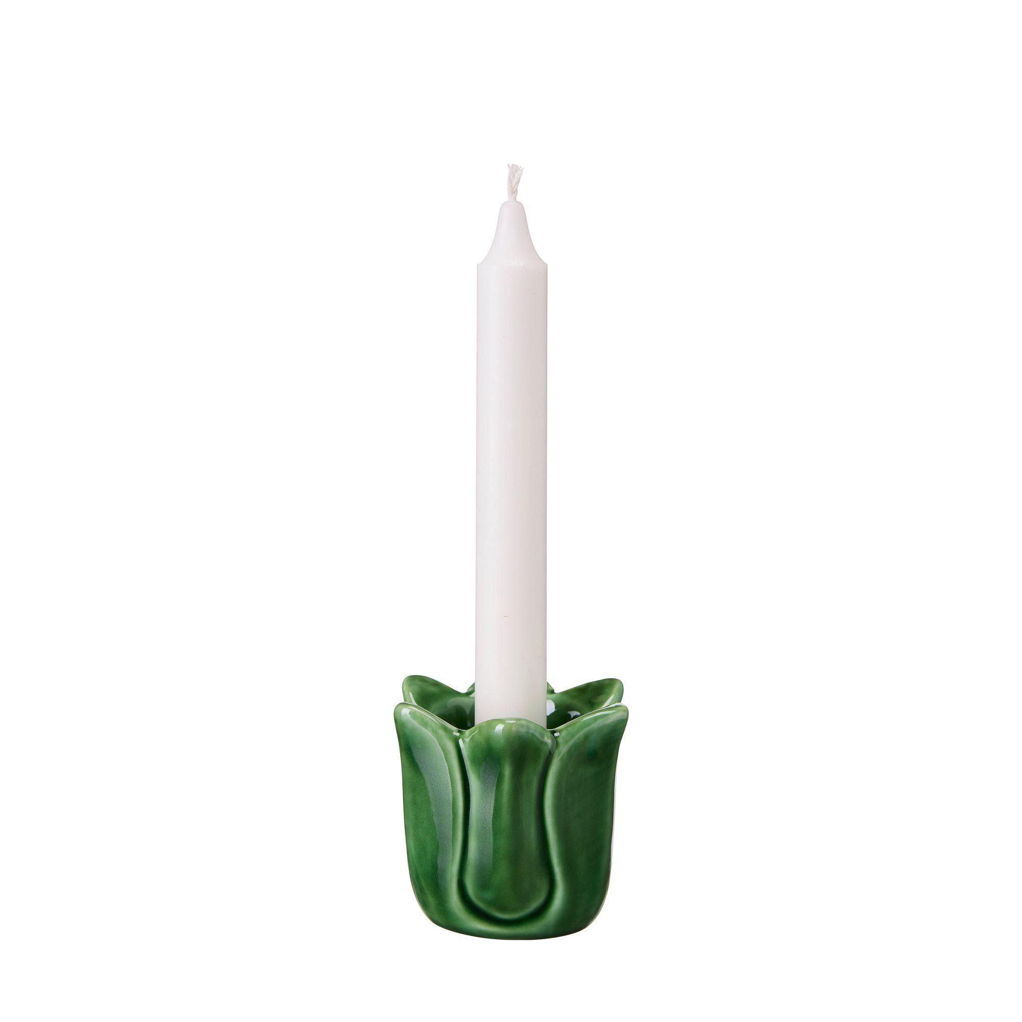 INGA Candle Holder Green Melange - Green Melange - 8x8cm