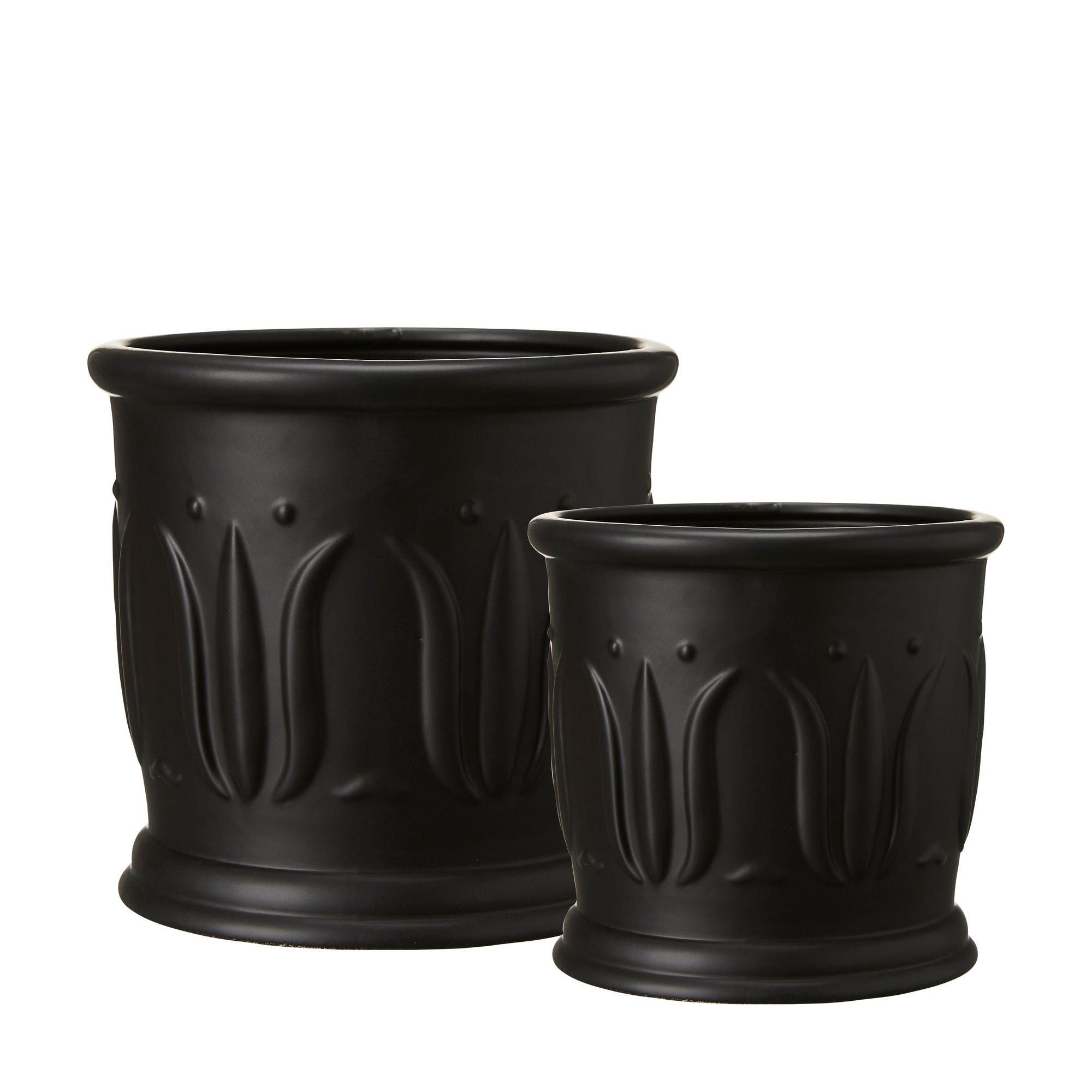 INGA Pot S/2 Black - Black - 19x17 15x15cm
