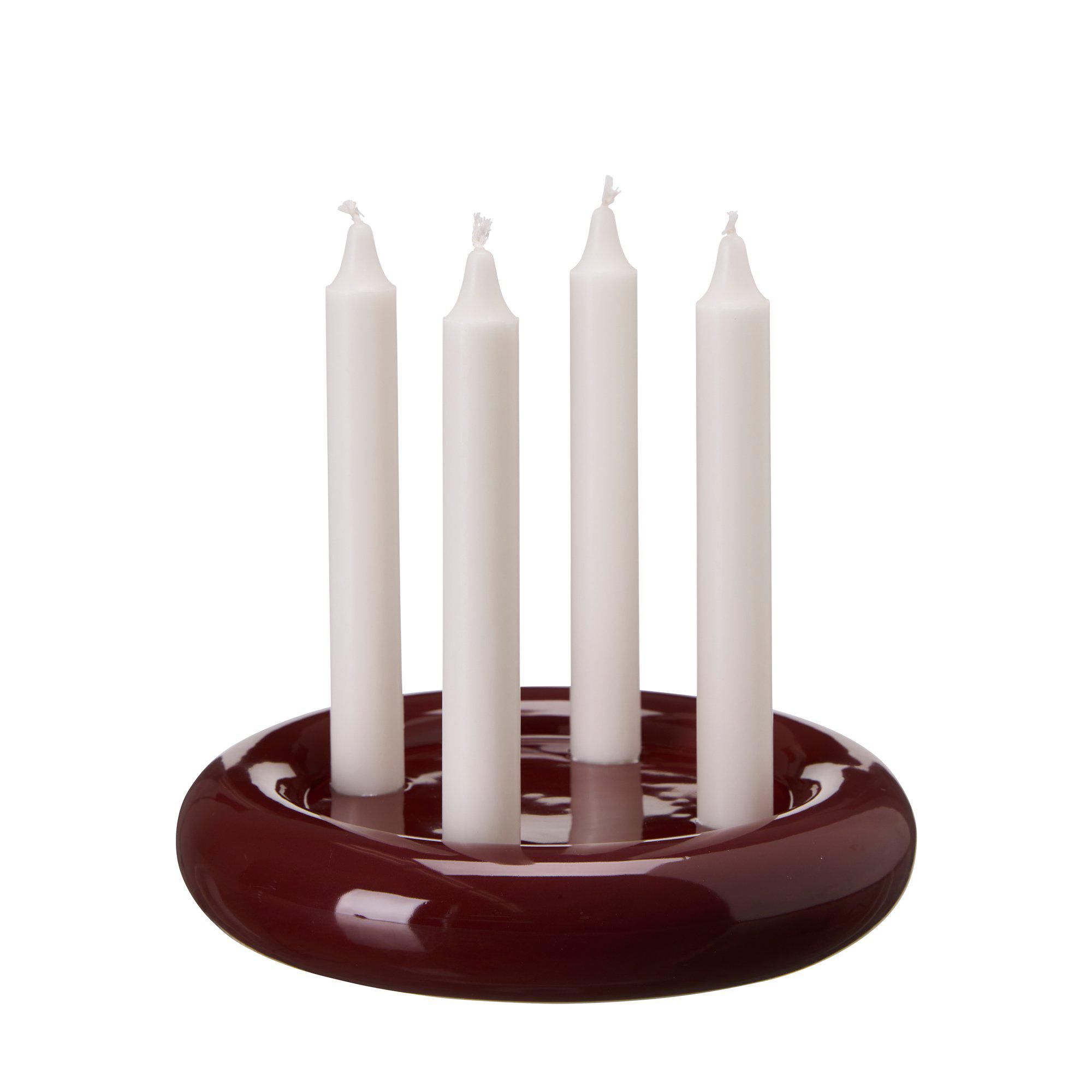 AMARA Candle Holder Burgundy - Burgundy - 22x4cm