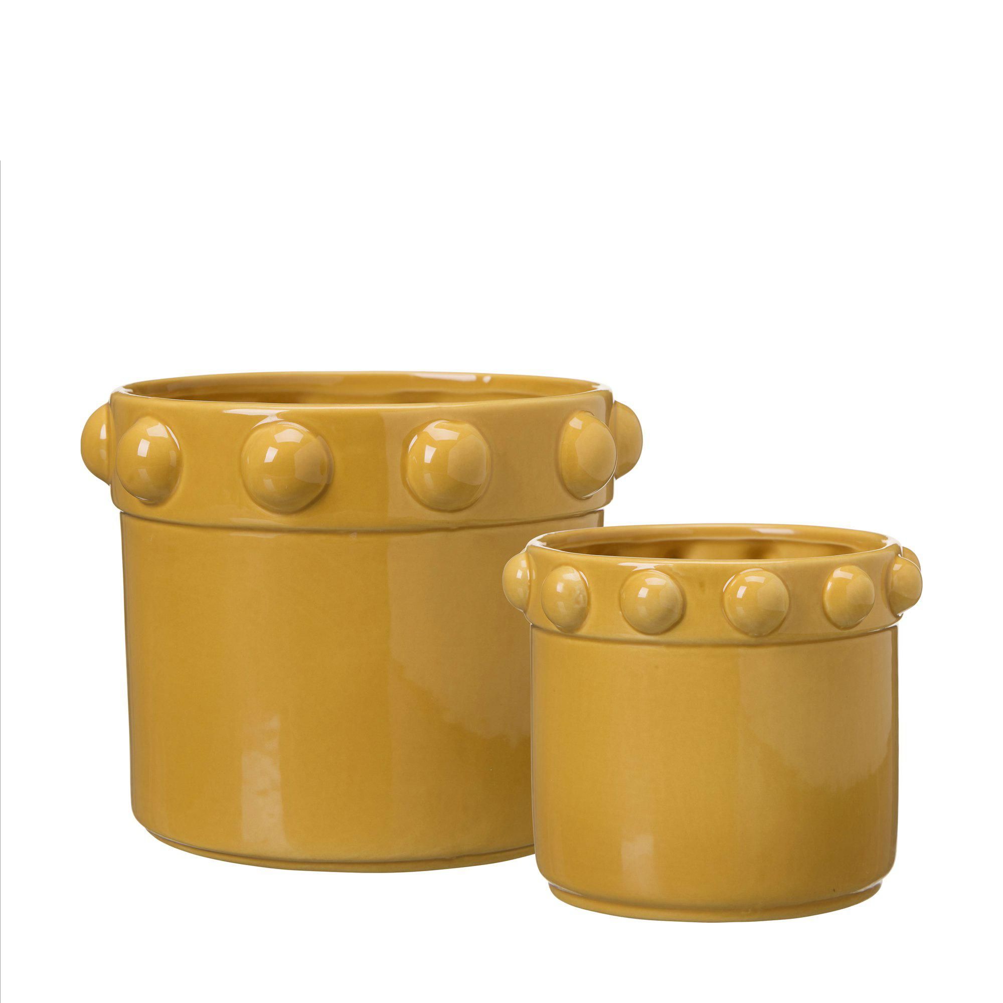 KERSTIN Pot S/2 Yellow - Yellow - 17x14 13x11cm