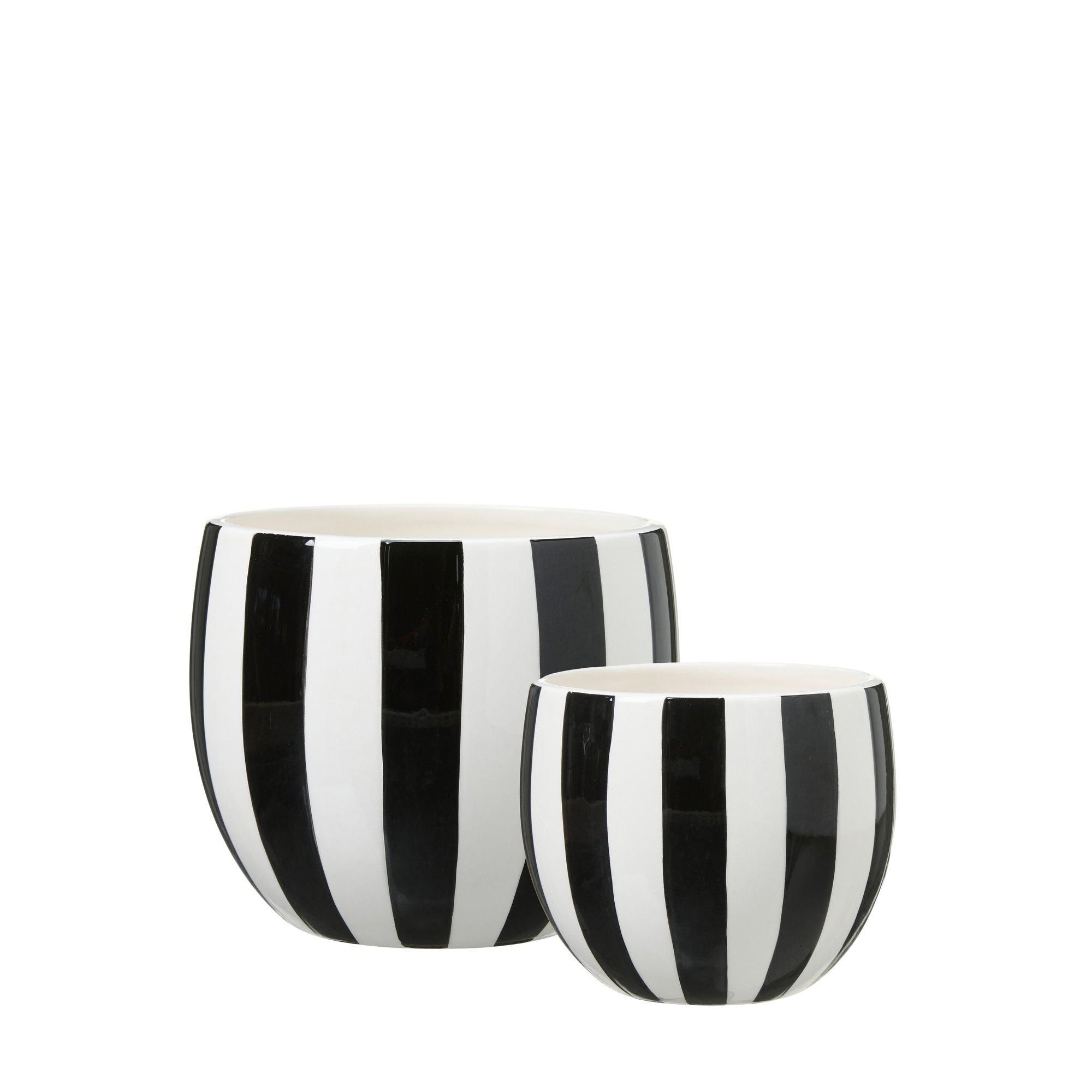 FRIDA Pot S/2 Black/White - Black/White - 14x12 11x10cm