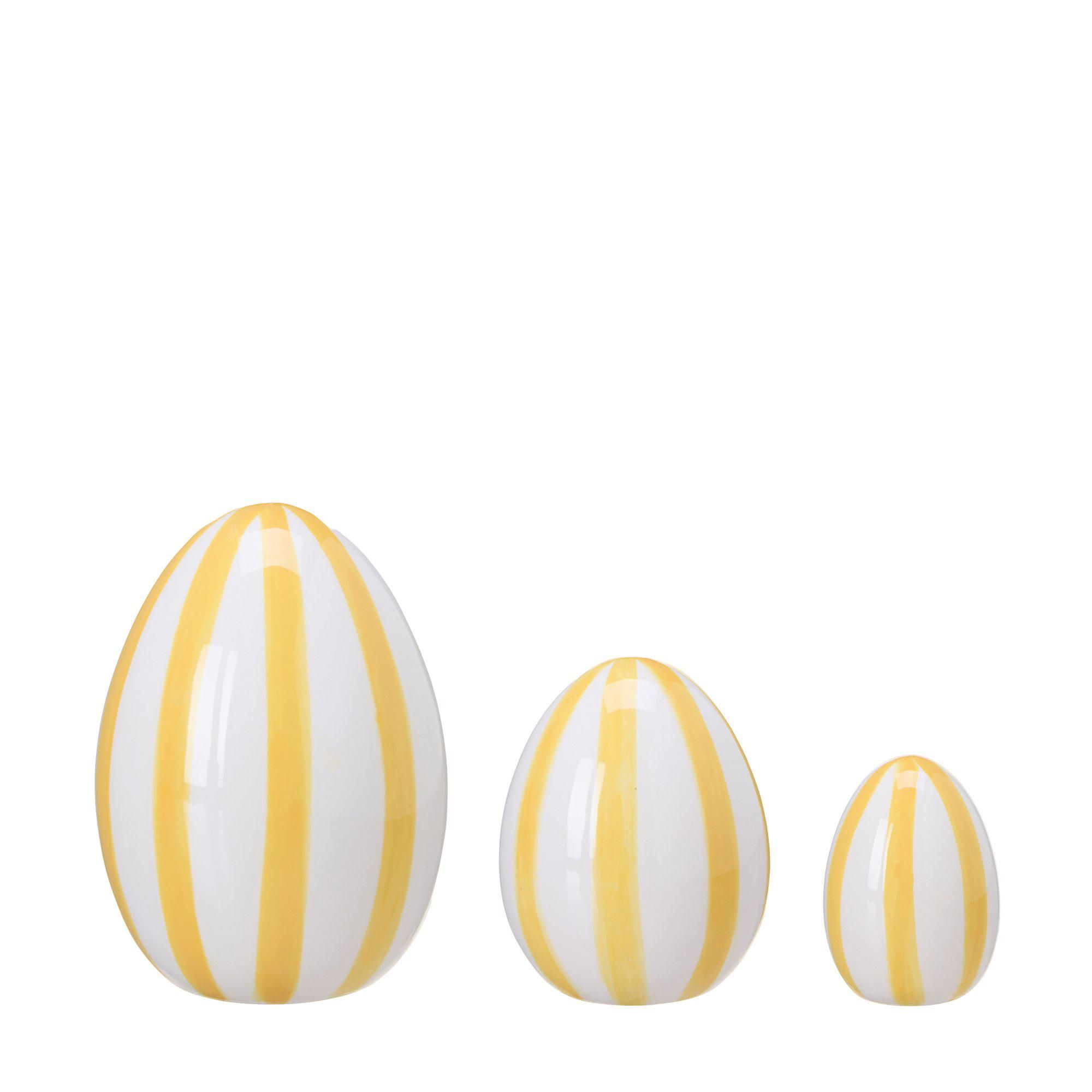 AURORA Egg S/3 Yellow/White - Yellow/White - 8x11 6x7 4x5cm