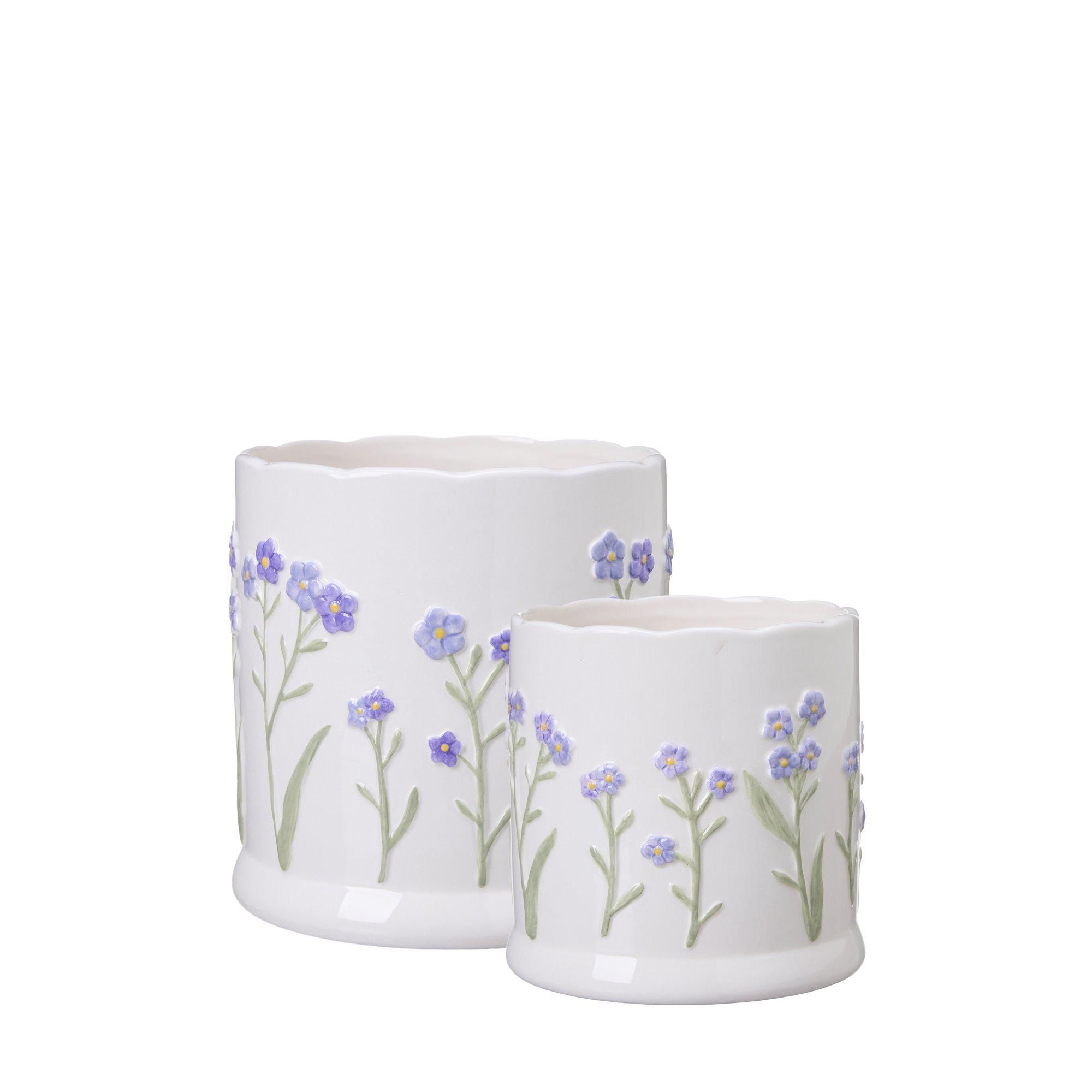POPPY Pot 2/S White/Blue - White/Blue - 18x18 13x14cm