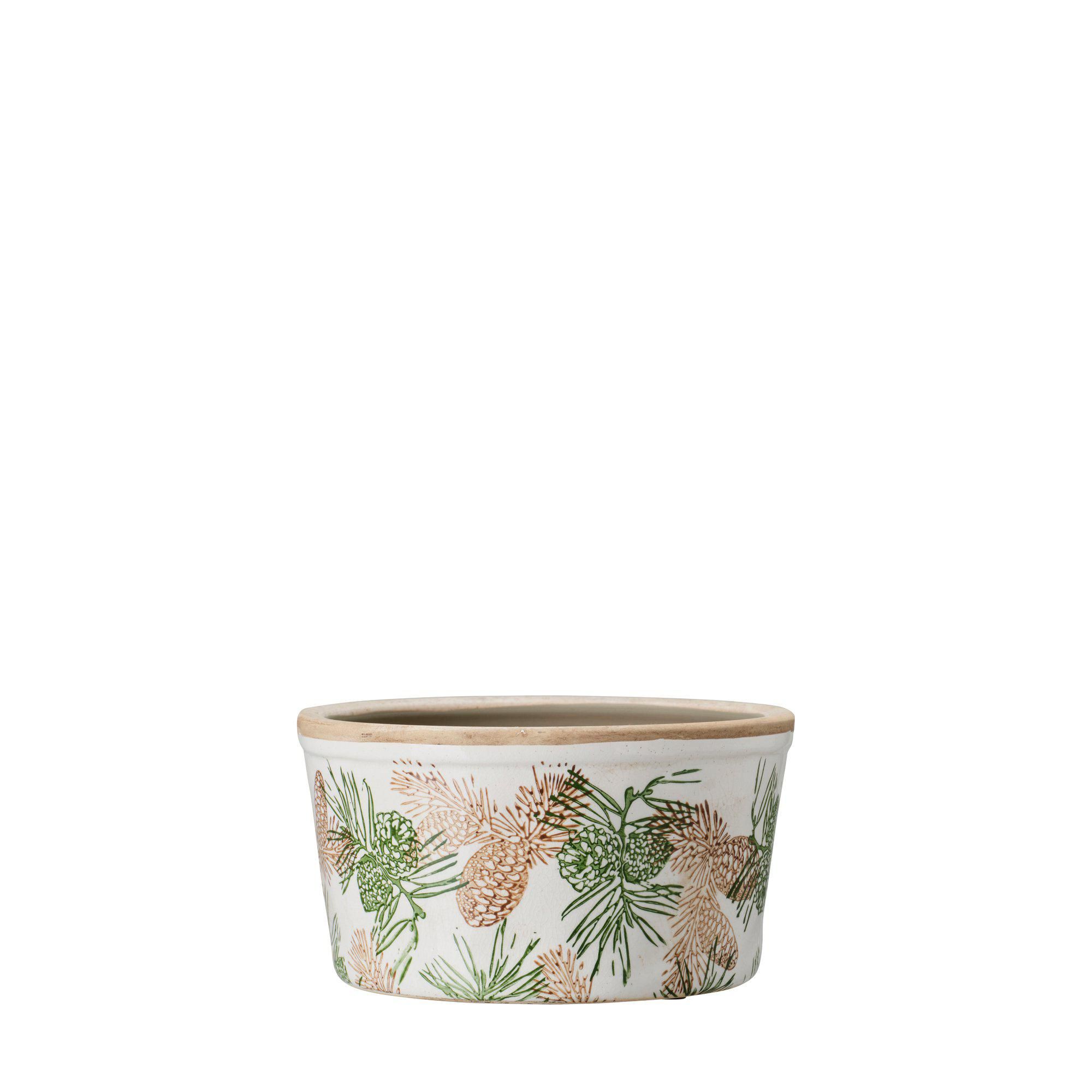 SABINA Planter White/Green/Brown - White/Green/Brown - 21x10cm