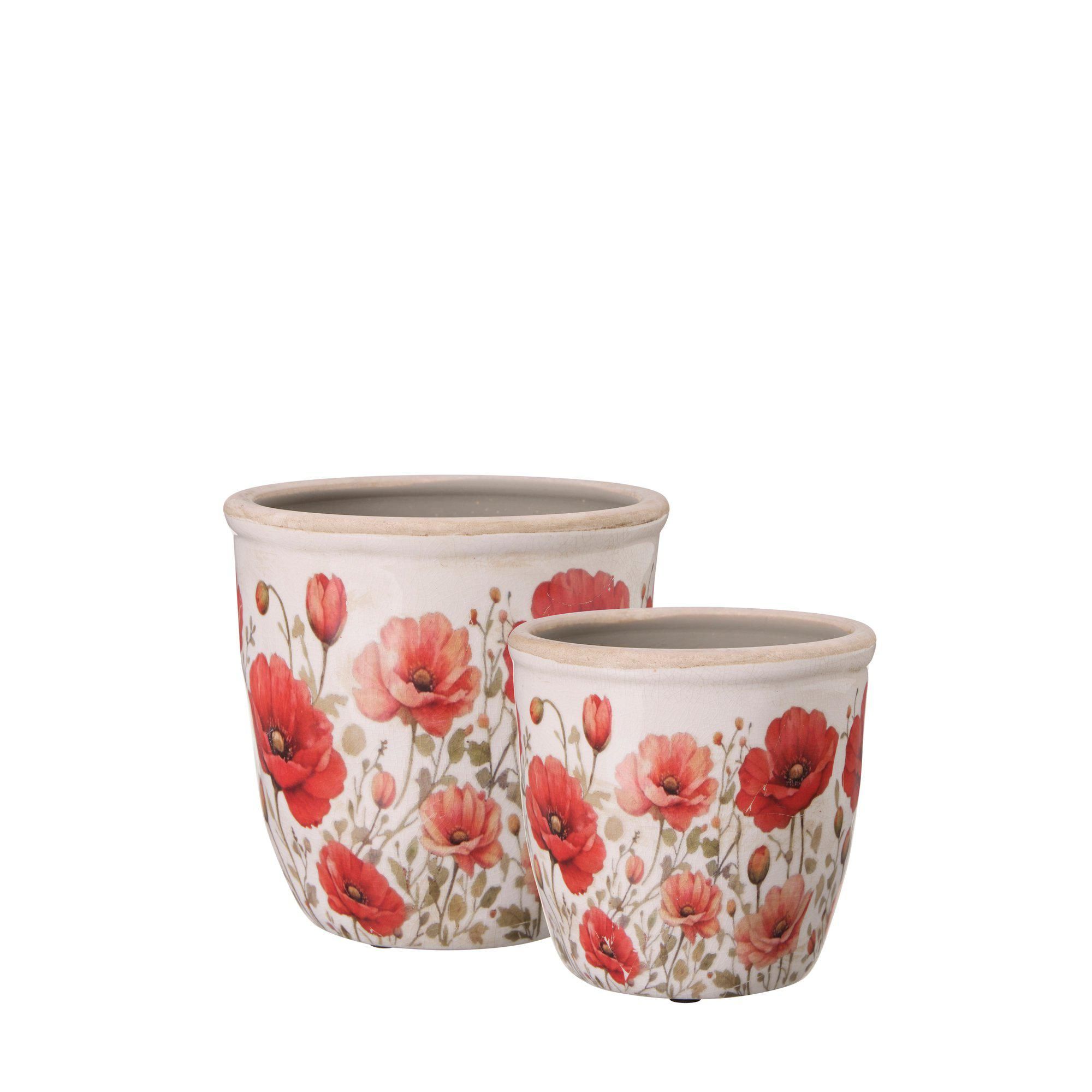 TILDE Pot S/2 White/Red - White/Red - 18x17 14x14cm
