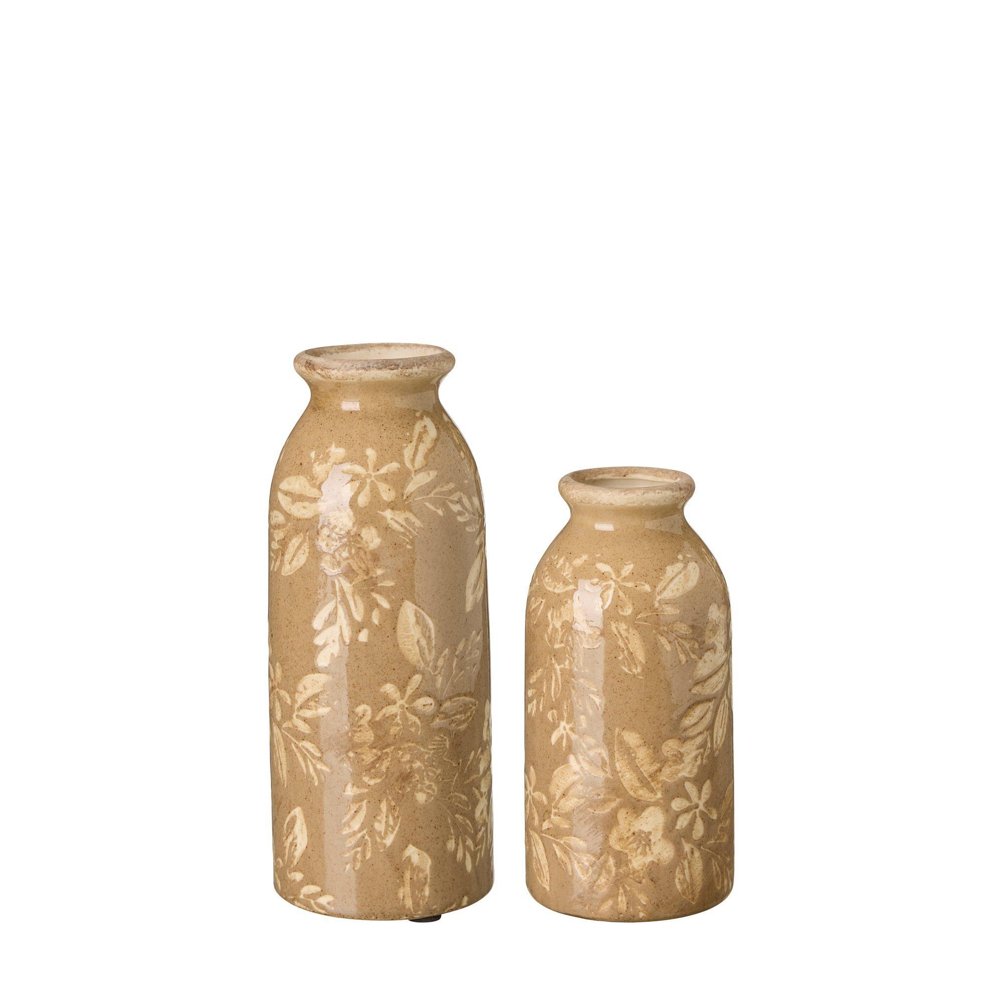 FREDRIKA Vase S/2 Beige - Beige - 8x20 7x15cm
