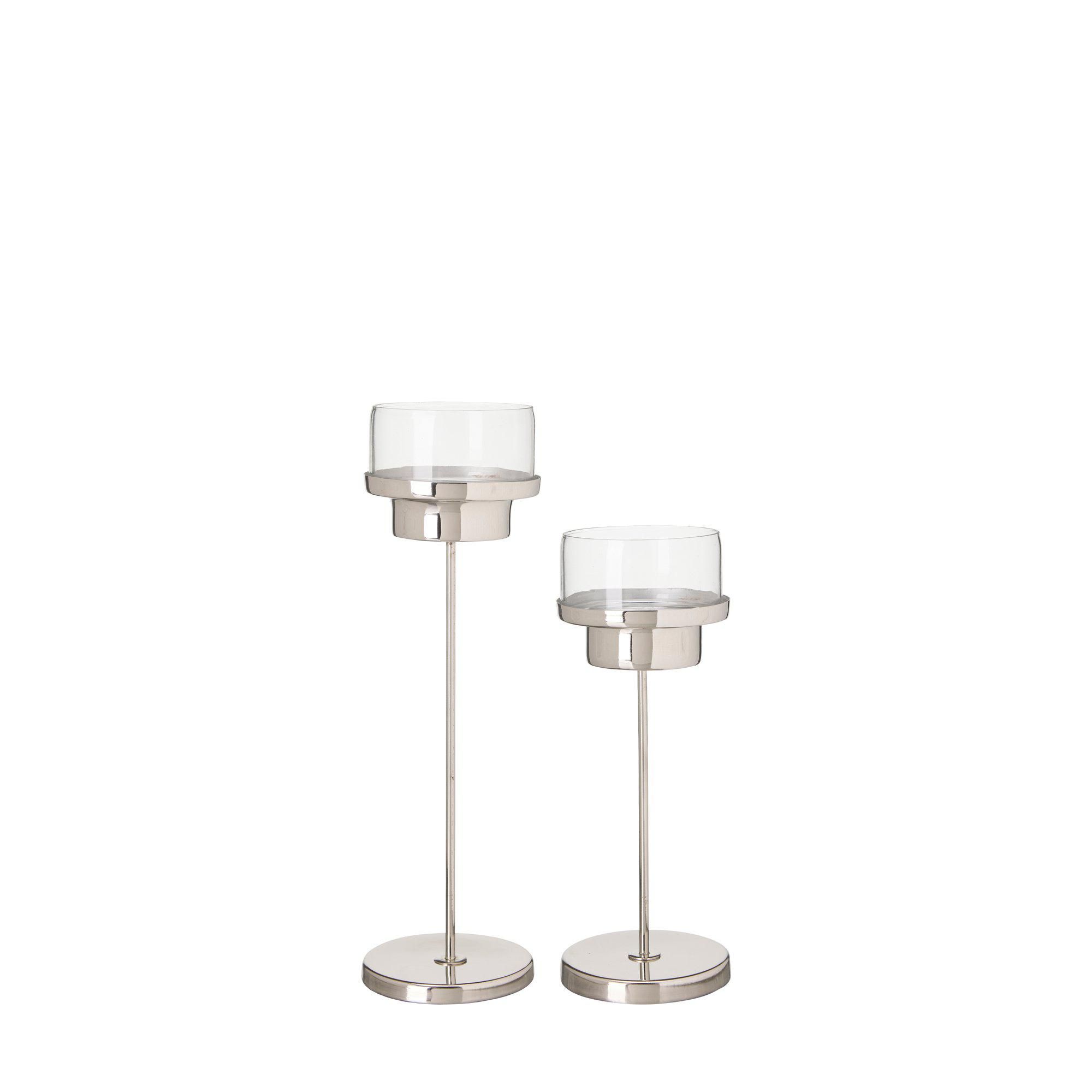 AVERY Candle holder S/2 Chrome - Chrome - 8x29 8x23 cm