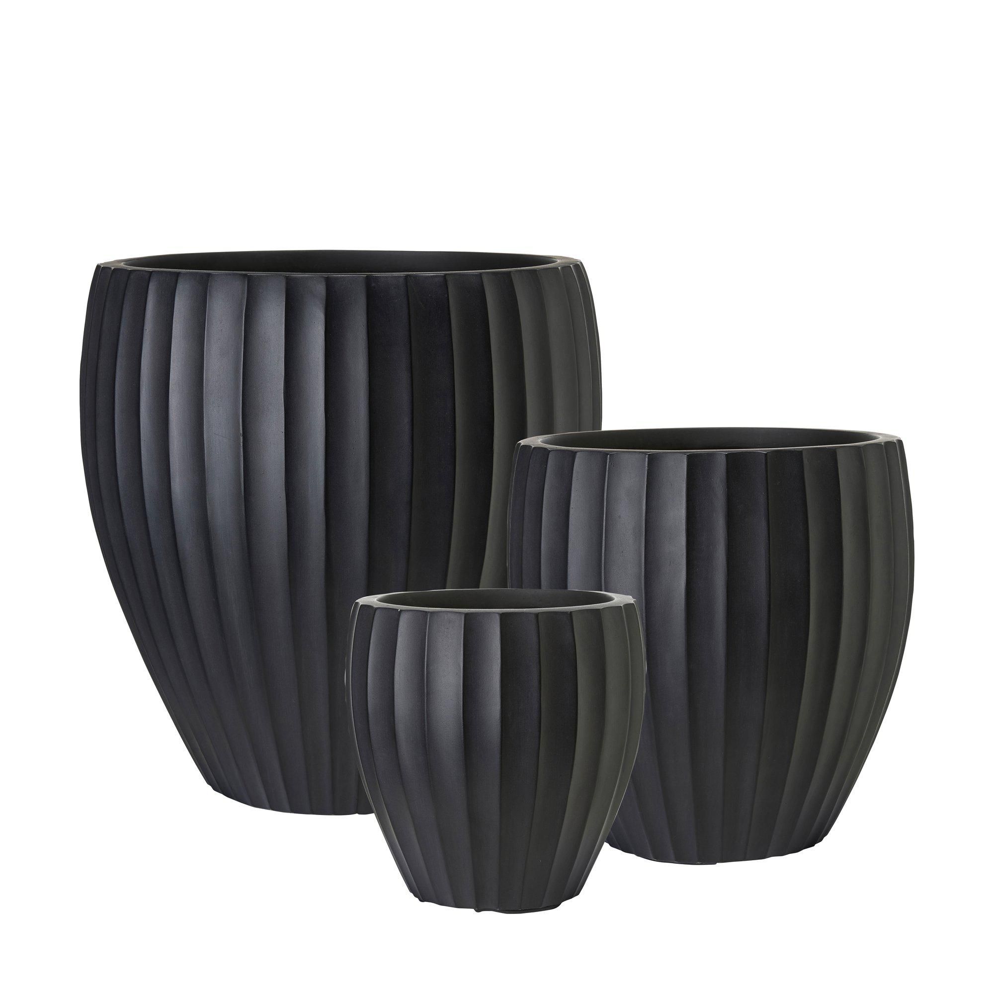 EMILY Pot S/3 Black - Black - 43x44, 33x33, 24x24c
