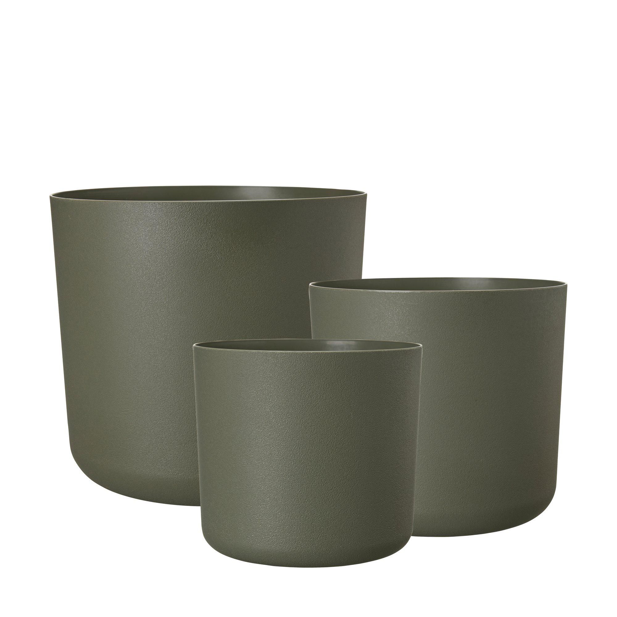 PETRA Pot S/3 Green - Green - 30x28 25x23 22x20cm