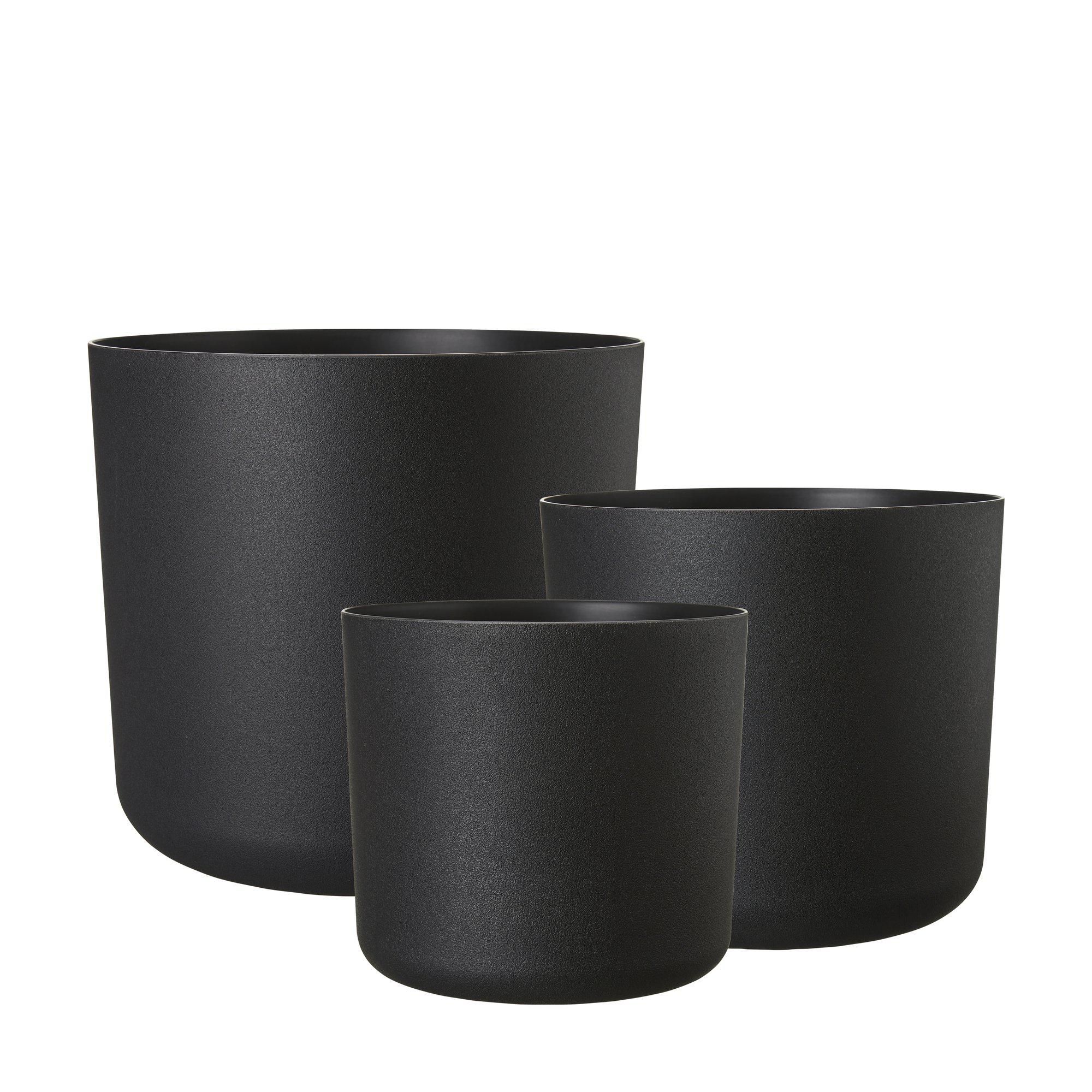 PETRA Pot S/3 Black - Black - 30x28 25x23 22x20cm