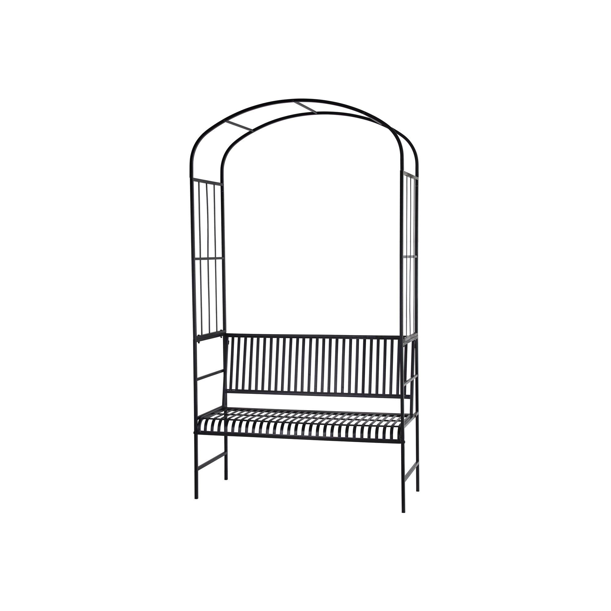 VENICE Bench w. Arch Black - Black - 113x47x211cm