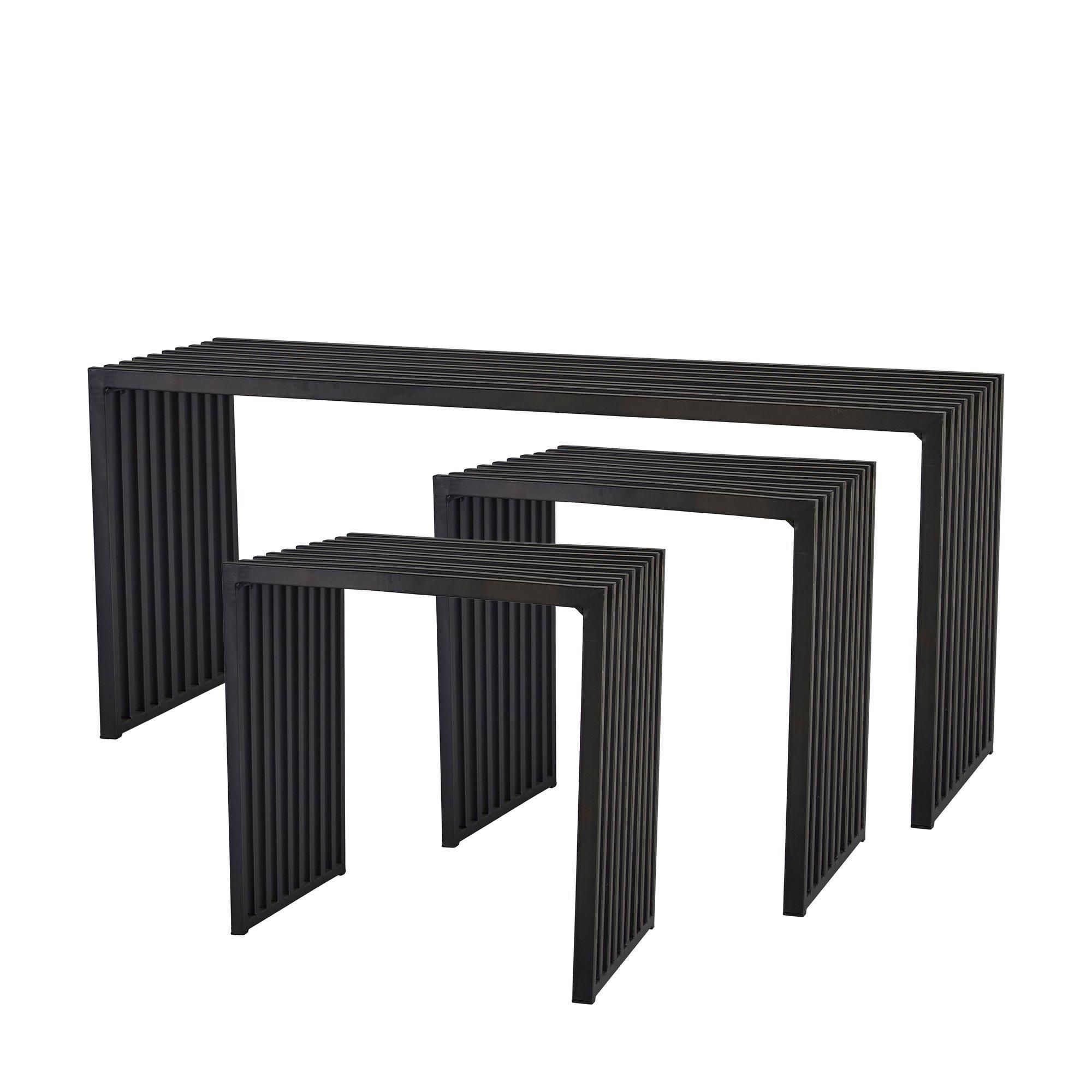 LIVORNO Bench set Black - Black - 110x35x48 45x35x48cm