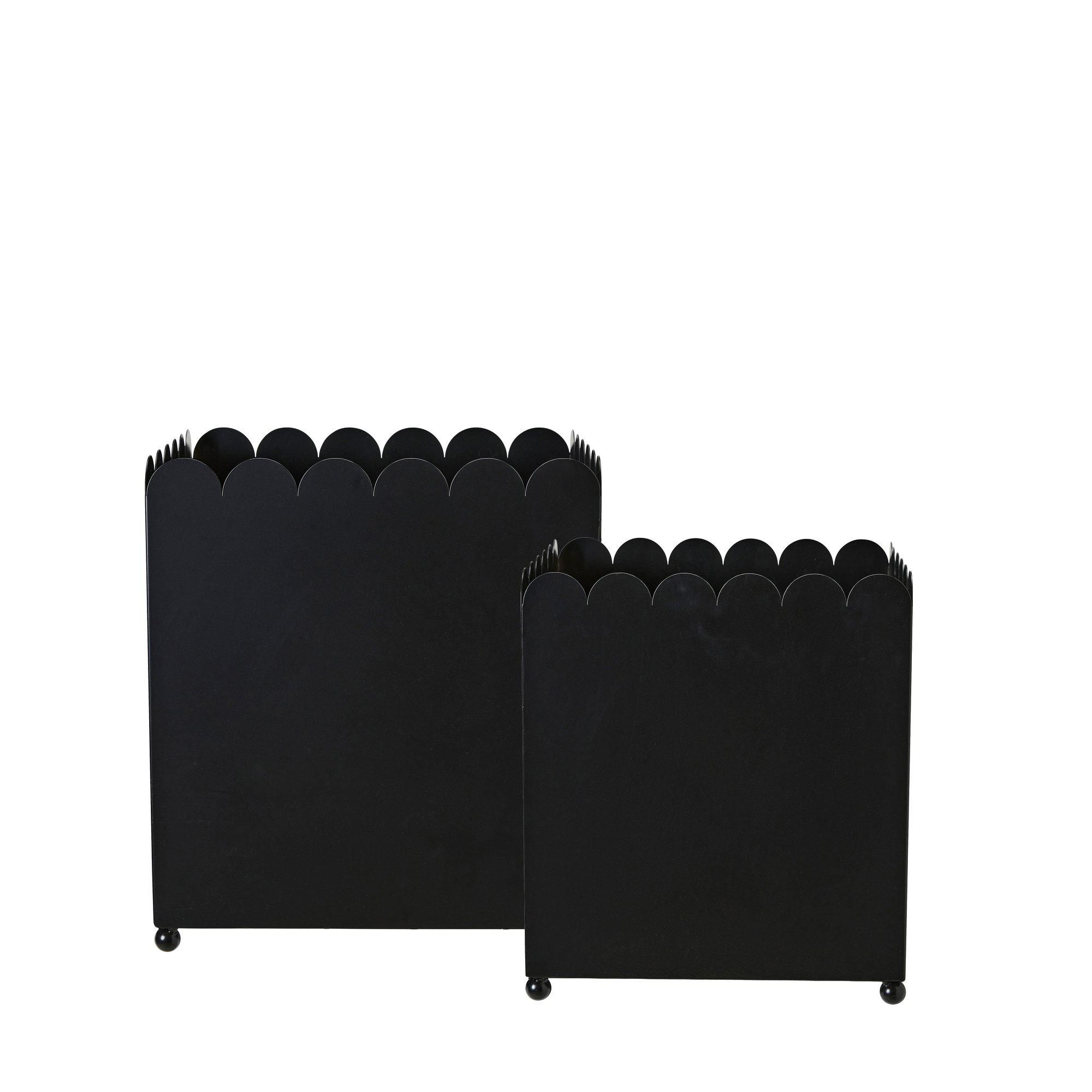 JANE Pot S/2 Black - Black - 40x40x45 35x35x40cm