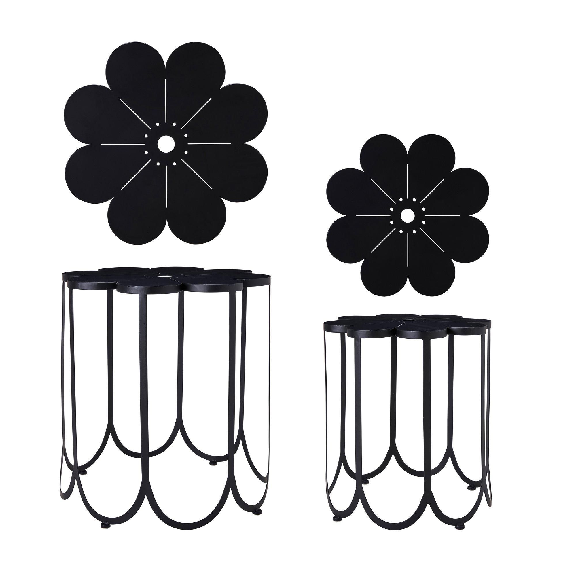 FLOWER SIDE TABLE S/2 Black - Black - 50x55 40x45cm