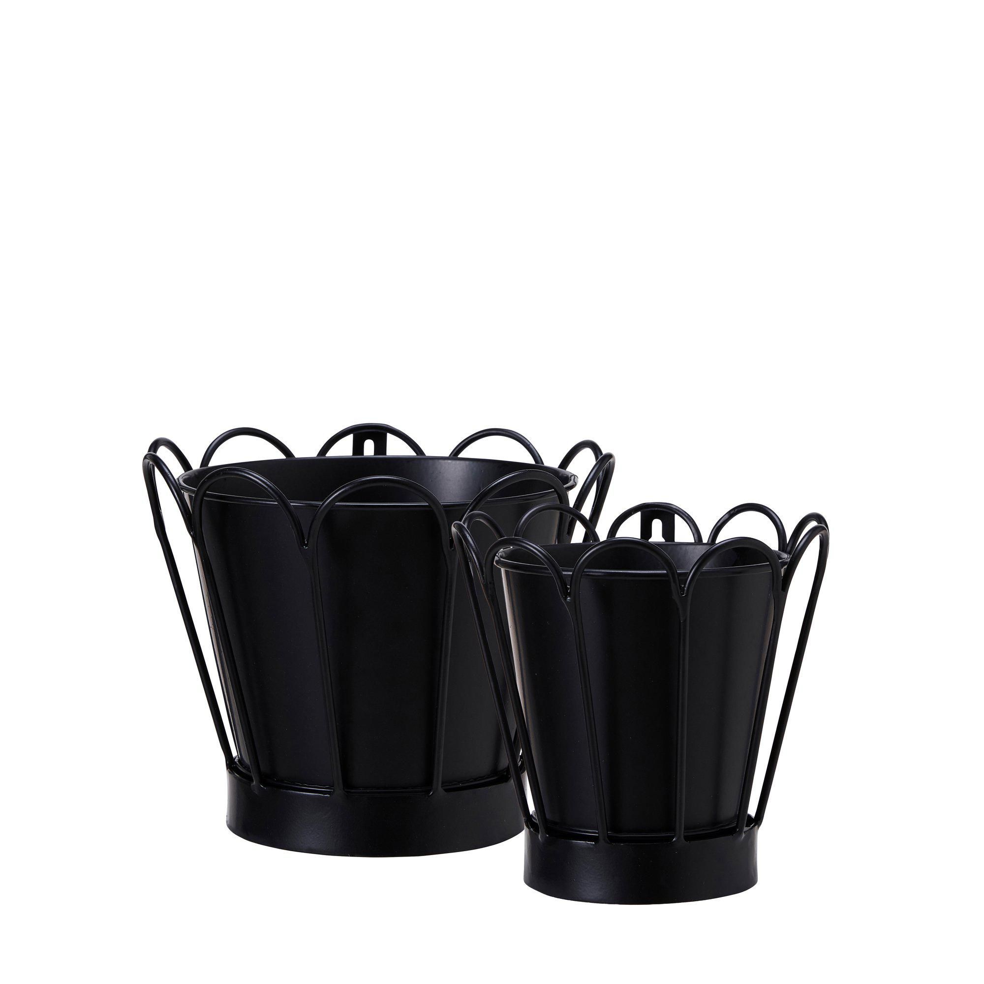 HAZEL Pot S/2 Black - Black - 20x16 16x16cm