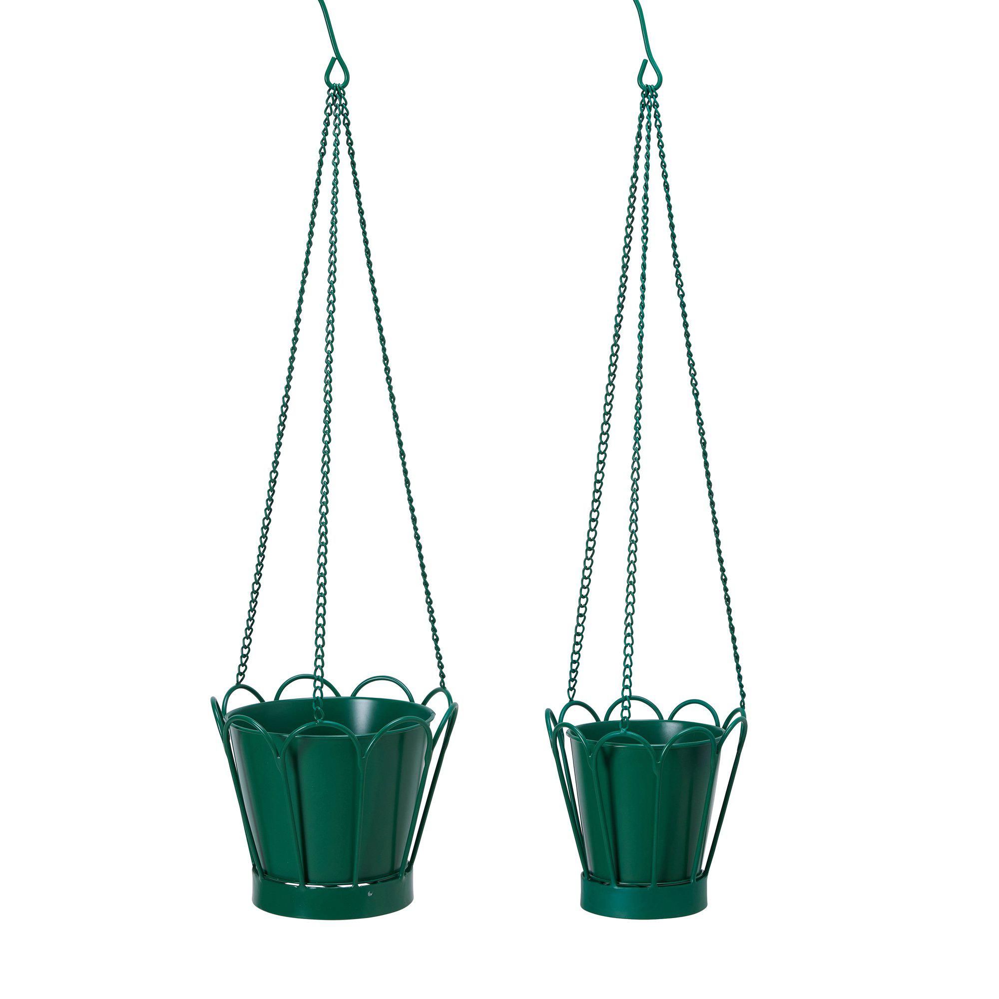 HAZEL Hangin Pot S/2 Green - Green - 20x16 16x16 +60cm