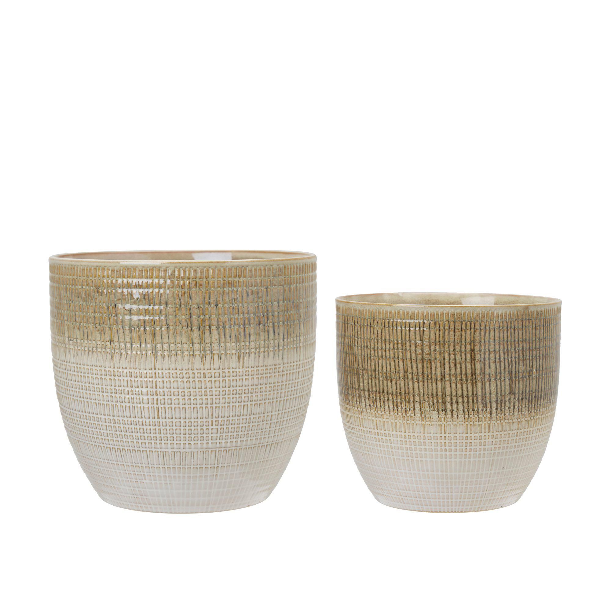 ZARA Pot S/2 Beige Melange - Beige Melange - 24x22, 20x18cm