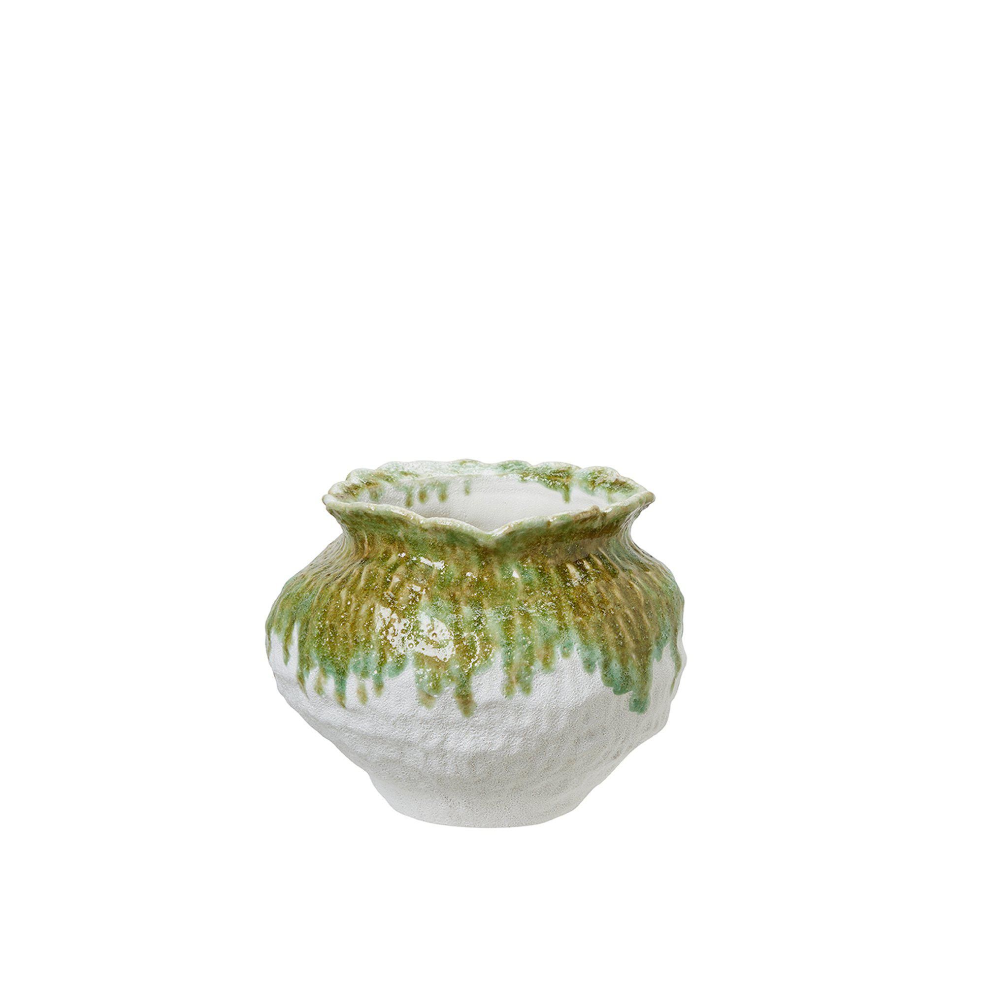 TANJA Kruka Vit/Grönmelerad - Vit/Grönmelerad - 32x26cm
