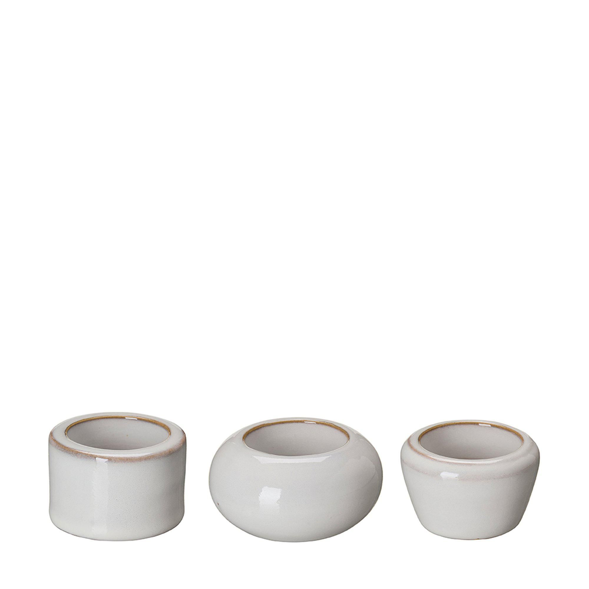 EMILIA Candle Holder Mix White Melange - White Melange - 7x4 6x4 6x4cm