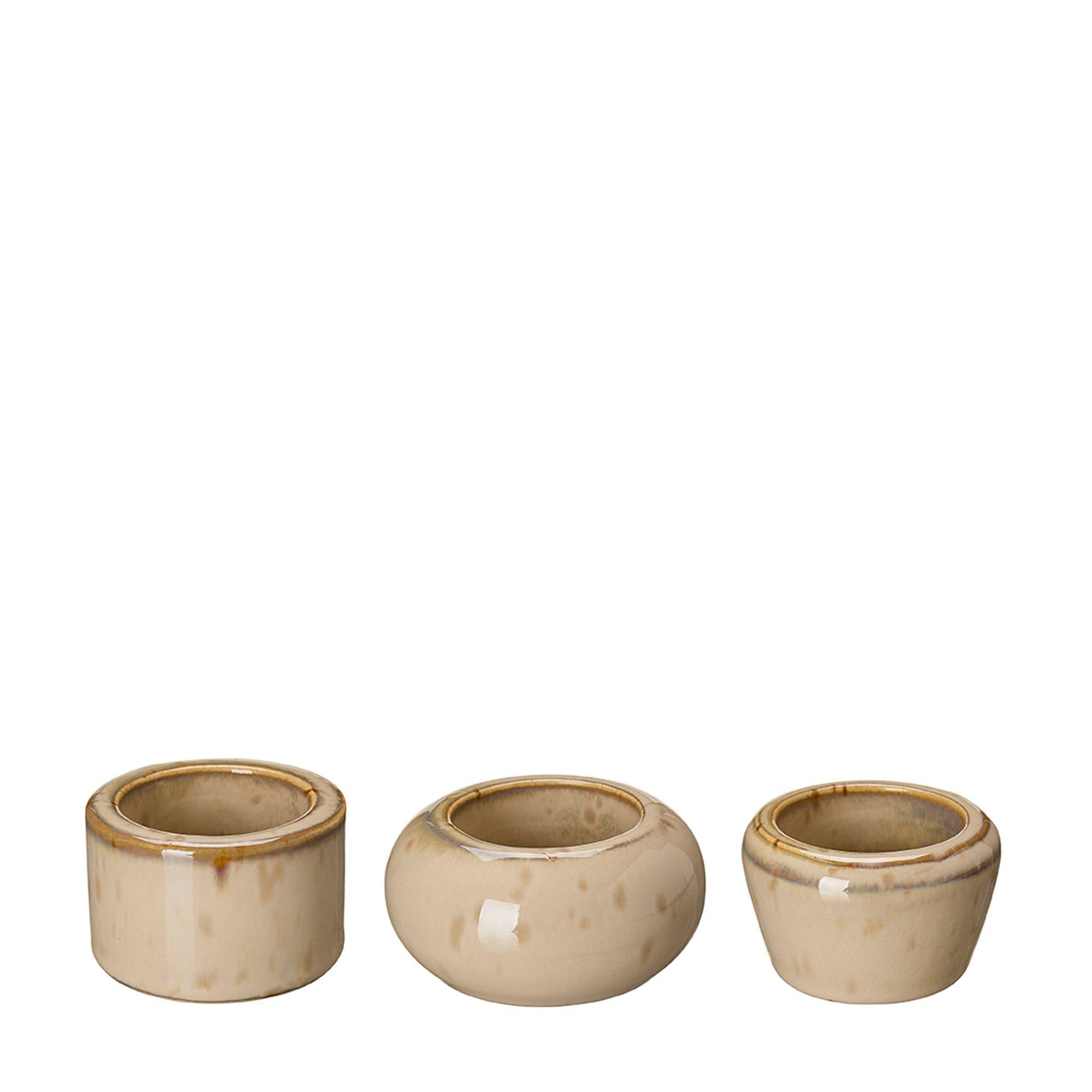 EMILIA Candle Holder Beige Melange - Beige Melange - 7x4 6x4 6x4cm
