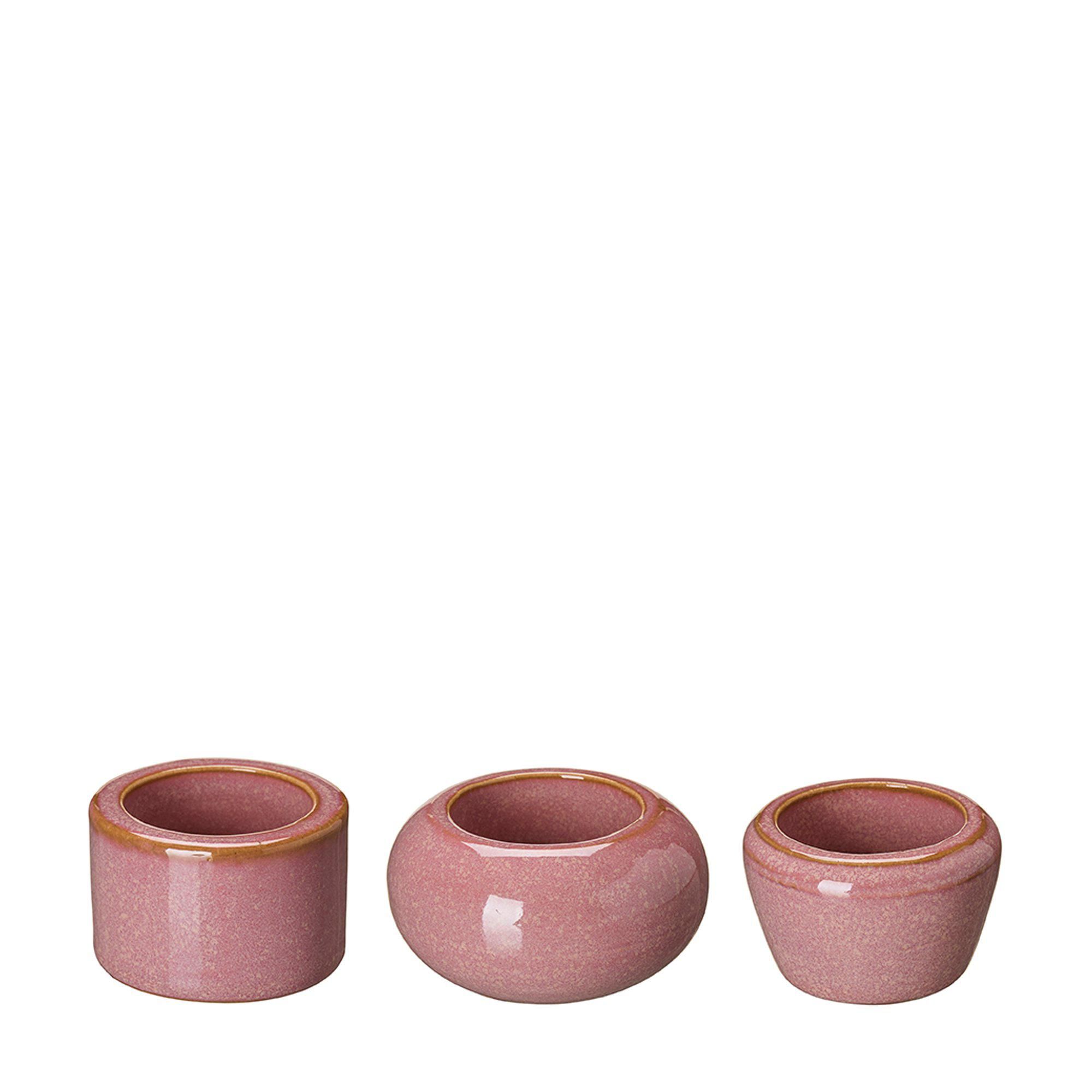 EMILIA Candle Holder Mix Pink Melange - Pink Melange - 7x4 6x4 6x4cm