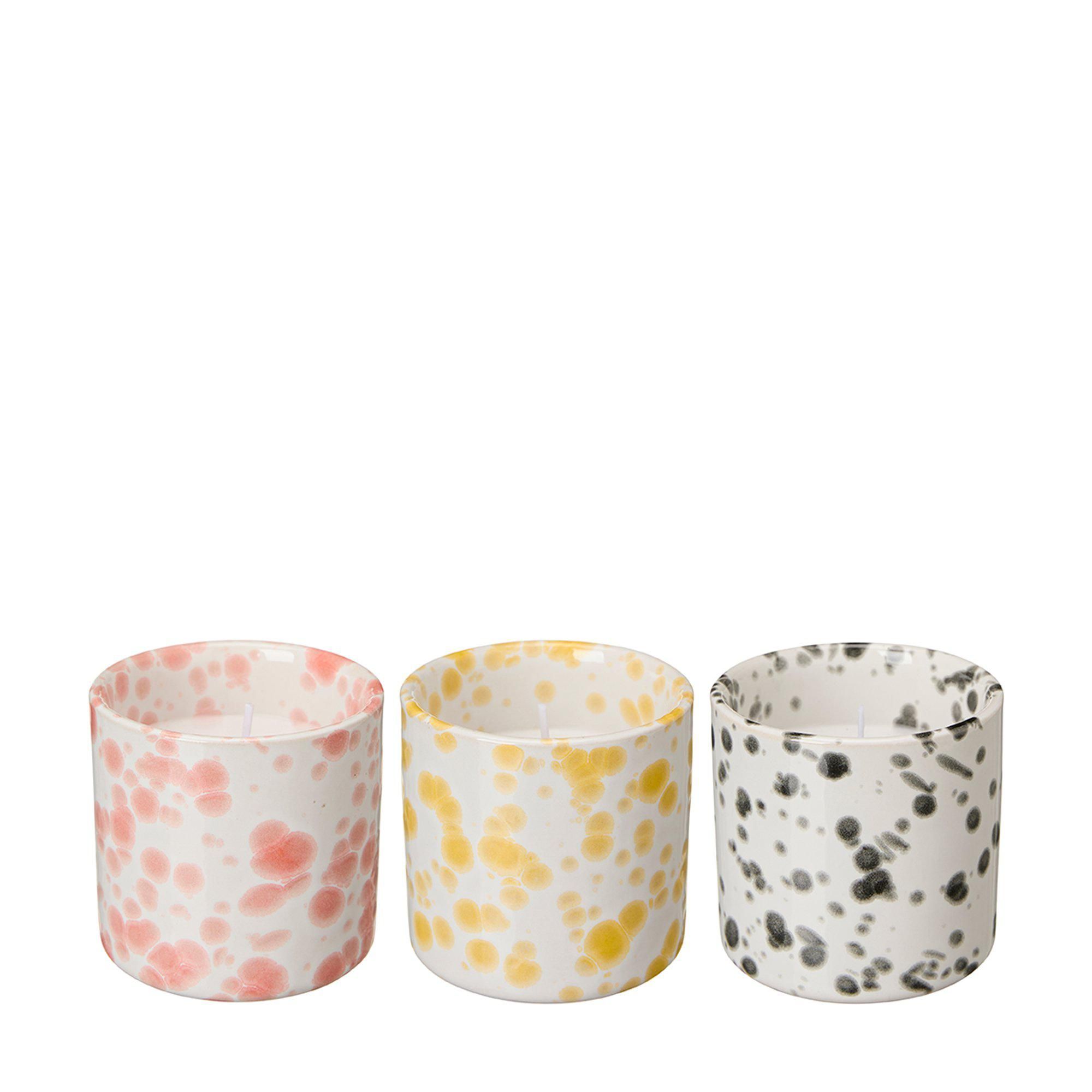DORIS Candle Mix Yellow, Pink, Black - Yellow, Pink, Black - 7x7cm