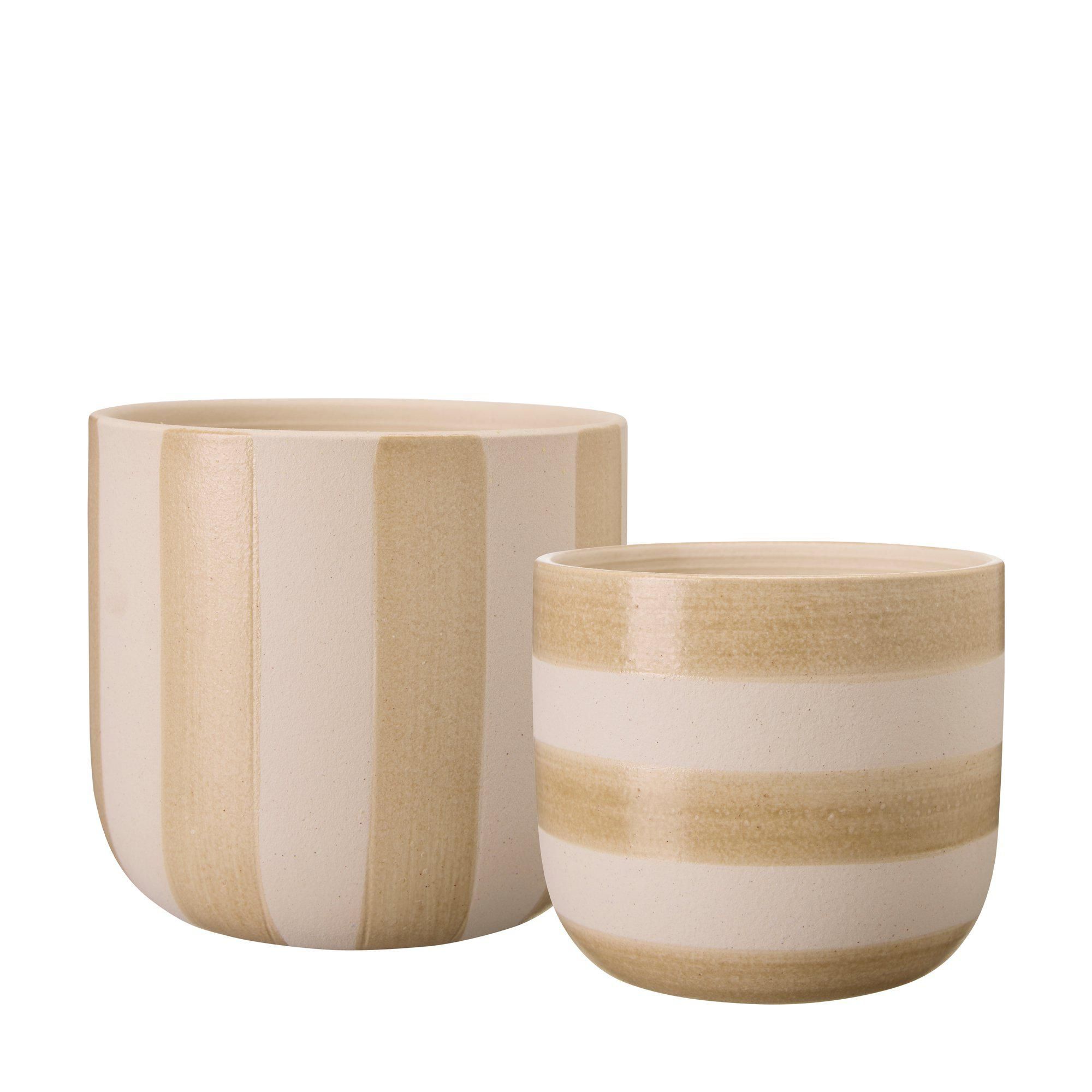 SANNA Pot S/2 White/Beige - White/Beige - 17x15 14x12cm