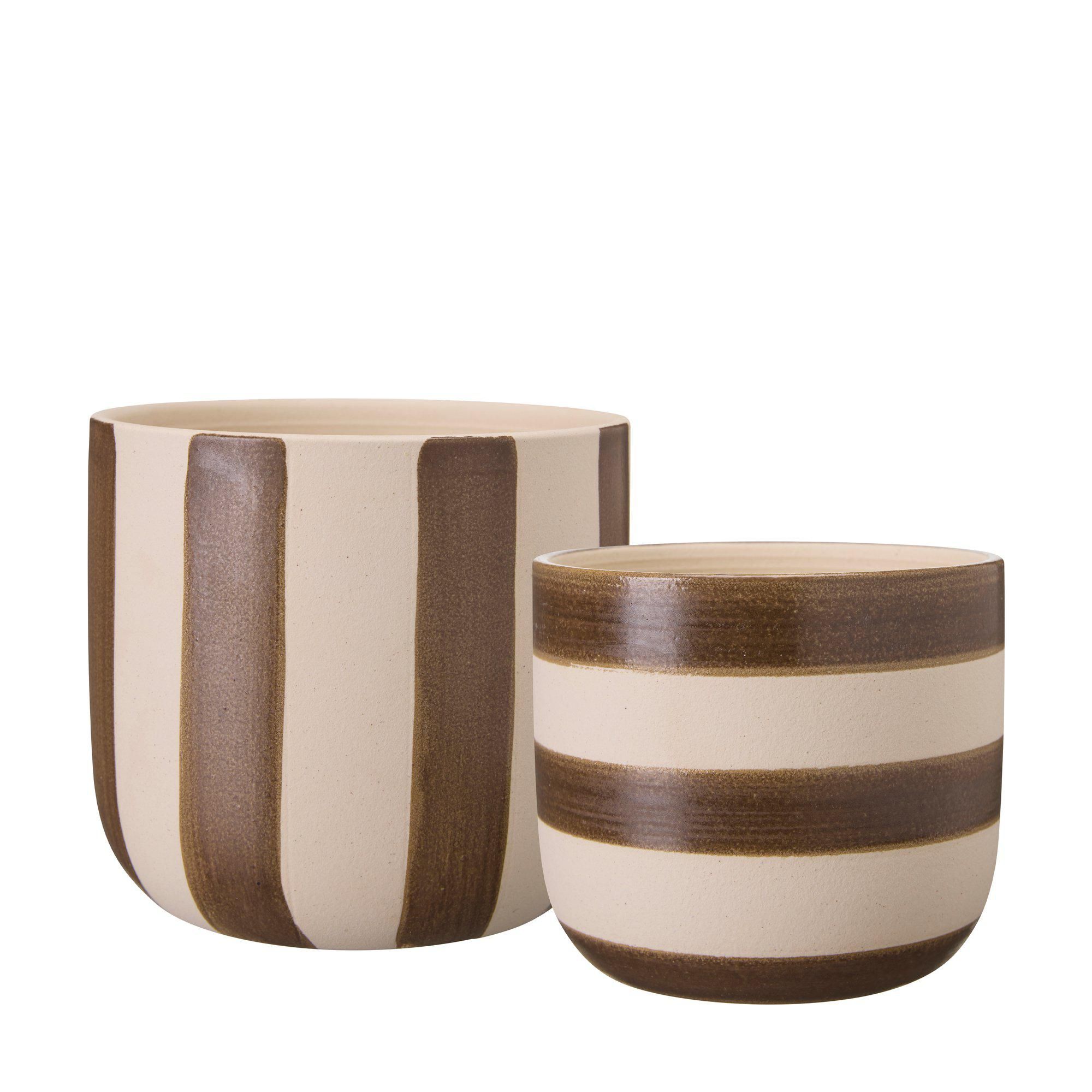 SANNA Kruka 2/S Vit/Brun - Vit/Brun - 17x15 14x12cm