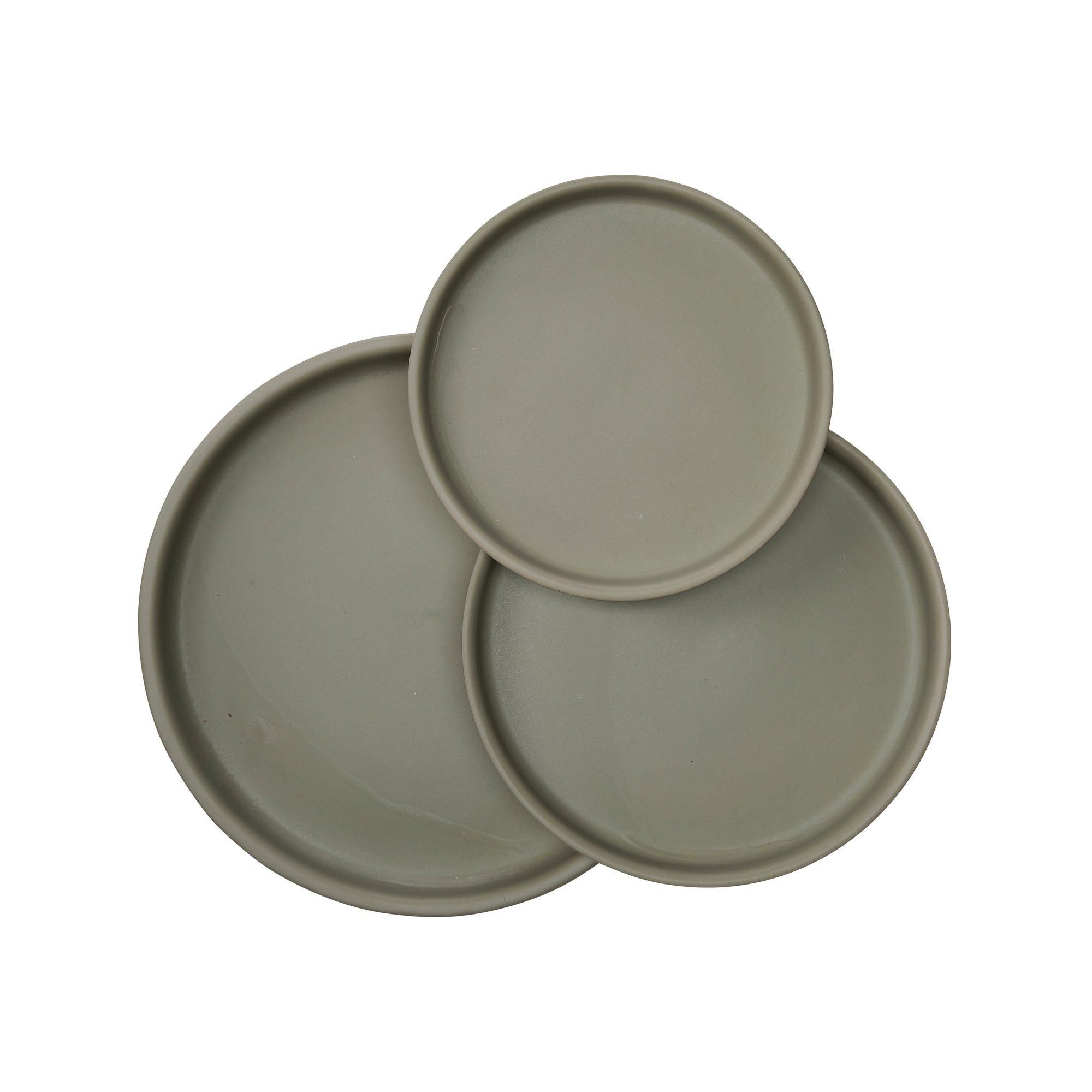 SOPHIA Tray S/3 Green Matt - Green Matt - 30x4 24x3 21x2cm