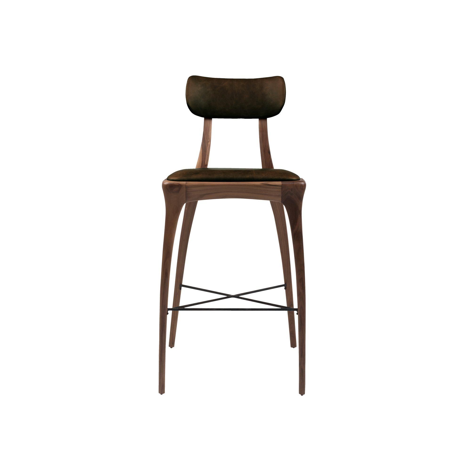 REEVES Bar Stool Valnöt/Konjak - Valnöt/Konjak - 51x49x110cm