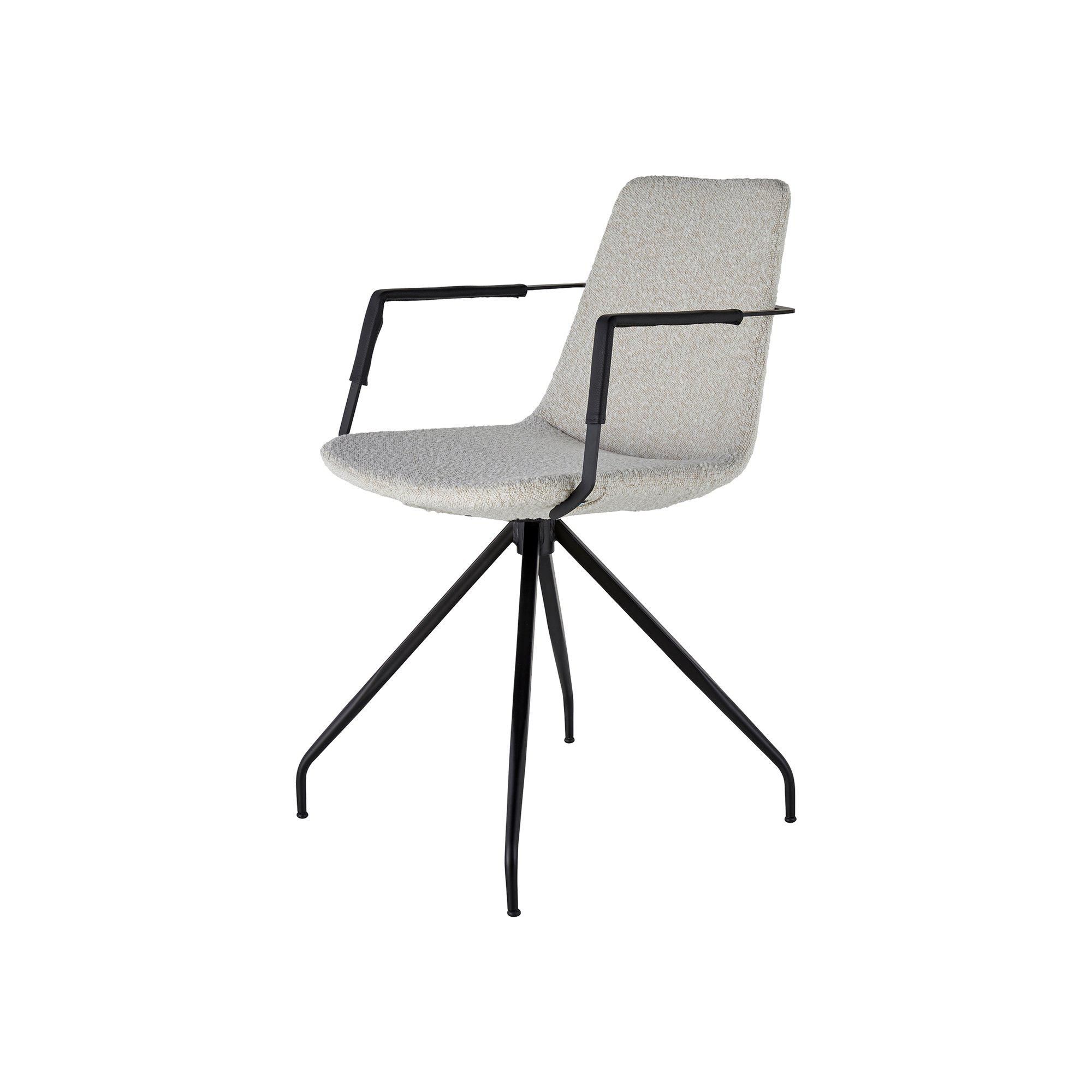 MANHATTAN Stol m. armstöd Vit Struktur/Svart - Vit Struktur/Svart - 53x50x85cm