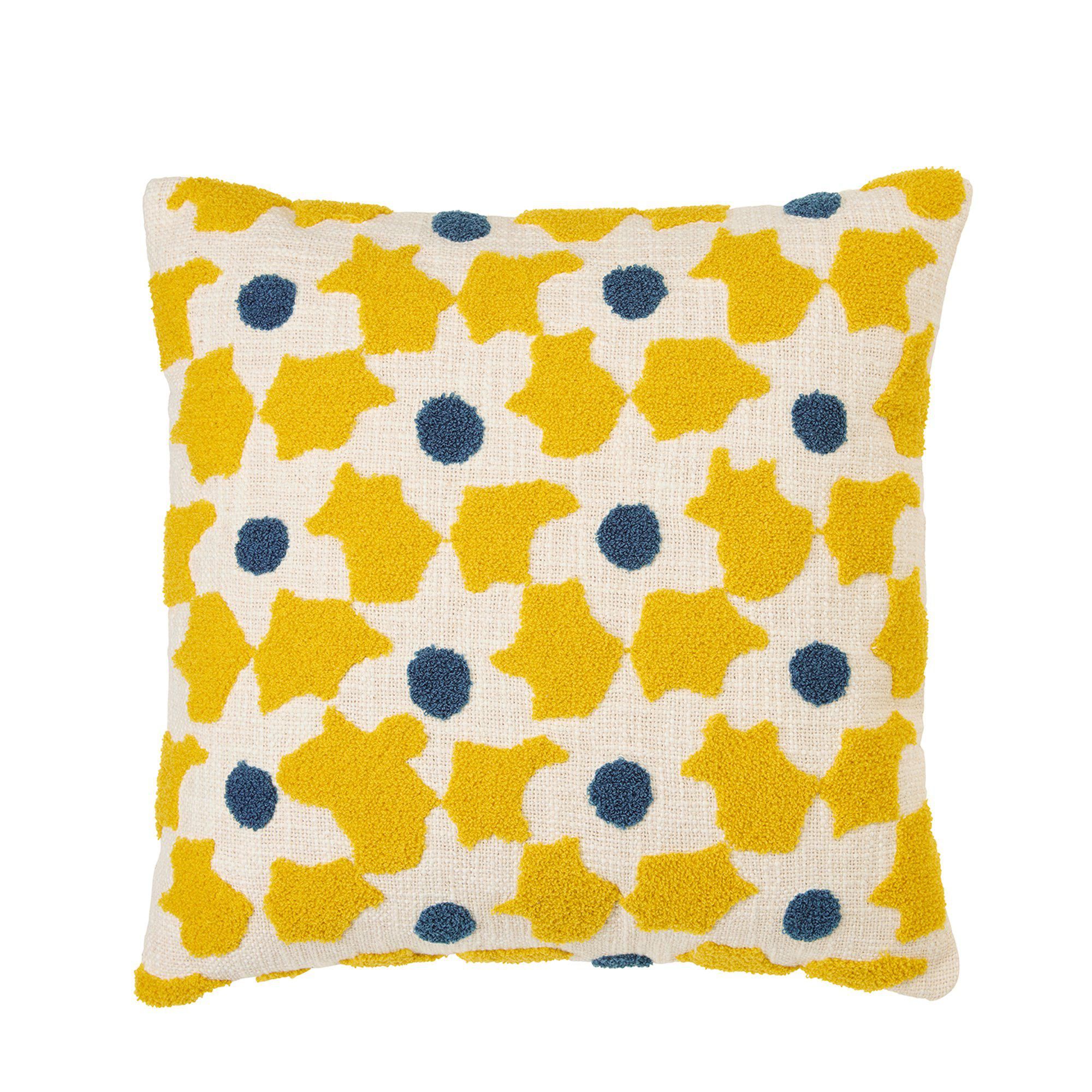 TARA Cushion cover White/Blue/Yellow - White/Blue/Yellow - 45x45cm
