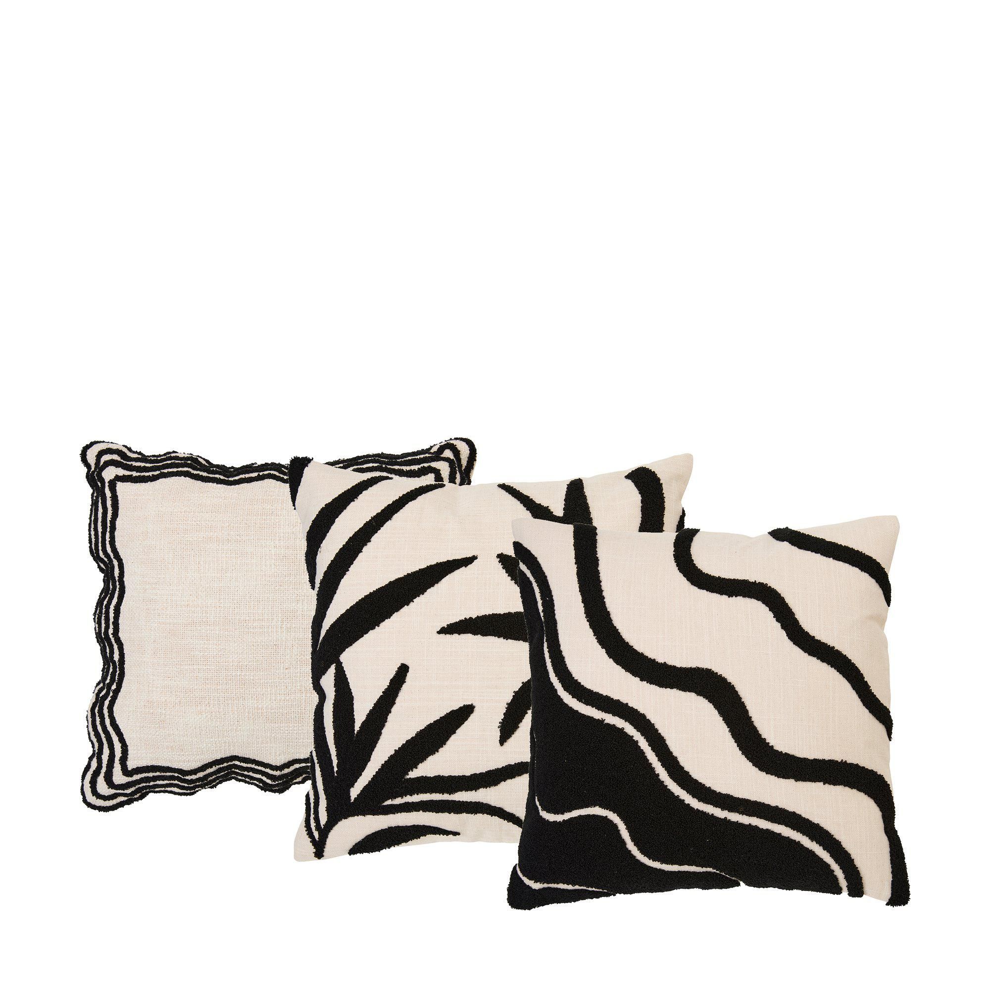 SOLEIA Cushion cover Mix Offwhite/Black - Offwhite/Black - 45x45cm