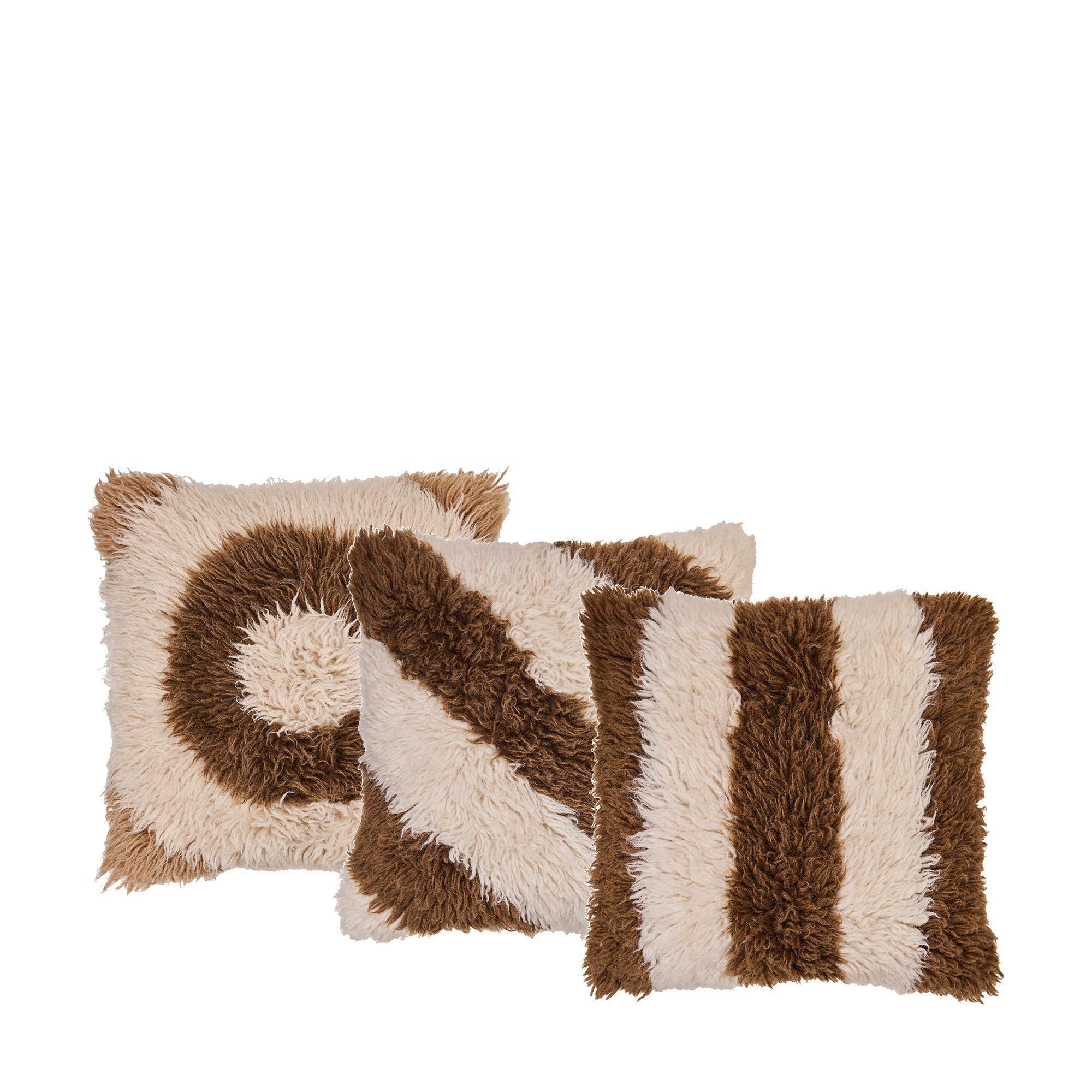 NANJA Cushion Cover Mix Offwhite/Brown - Offwhite/Brown - 45x45cm