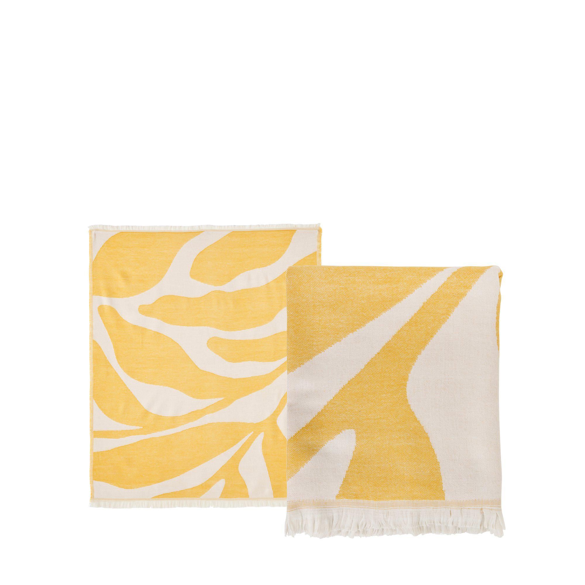 NEYA Blanket Offwhite/Yellow - Offwhite/Yellow - 125x150cm