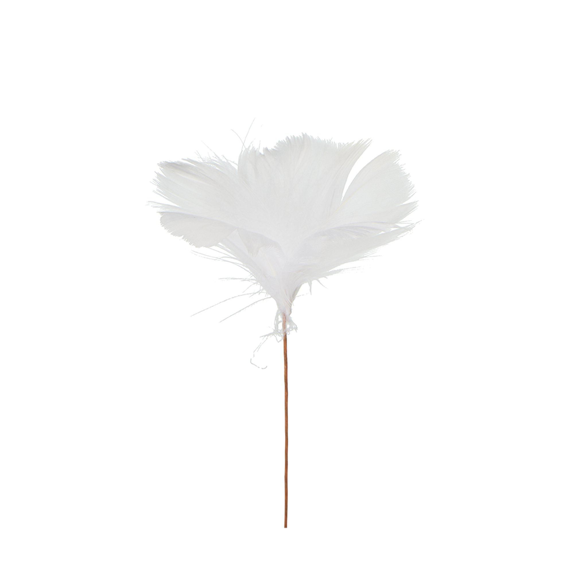FEATHER w. thread White - White - 8x12 cm