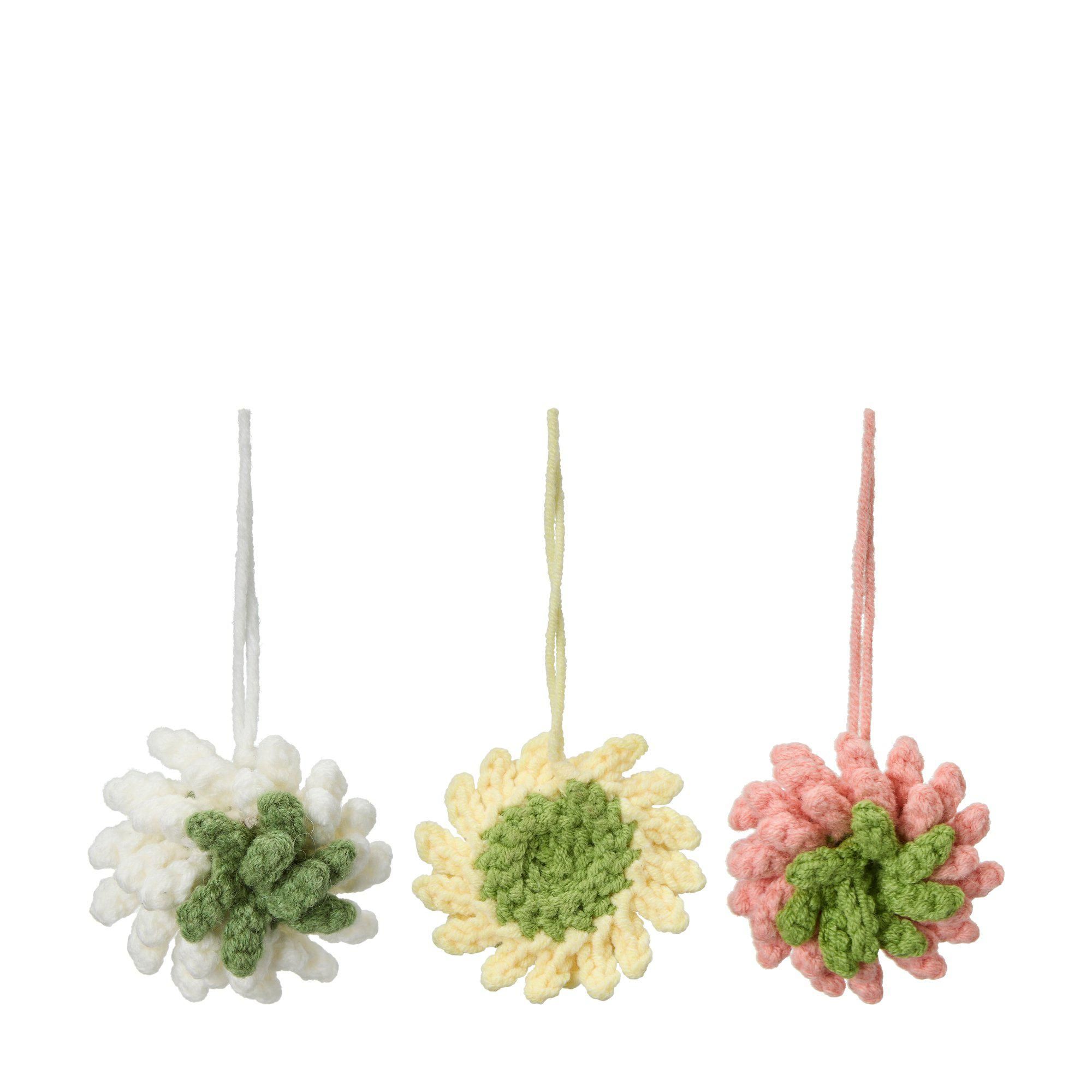 FLOWER Crocheted Mix White/Yellow/Pink - White, Yellow, Pink - 5 cm