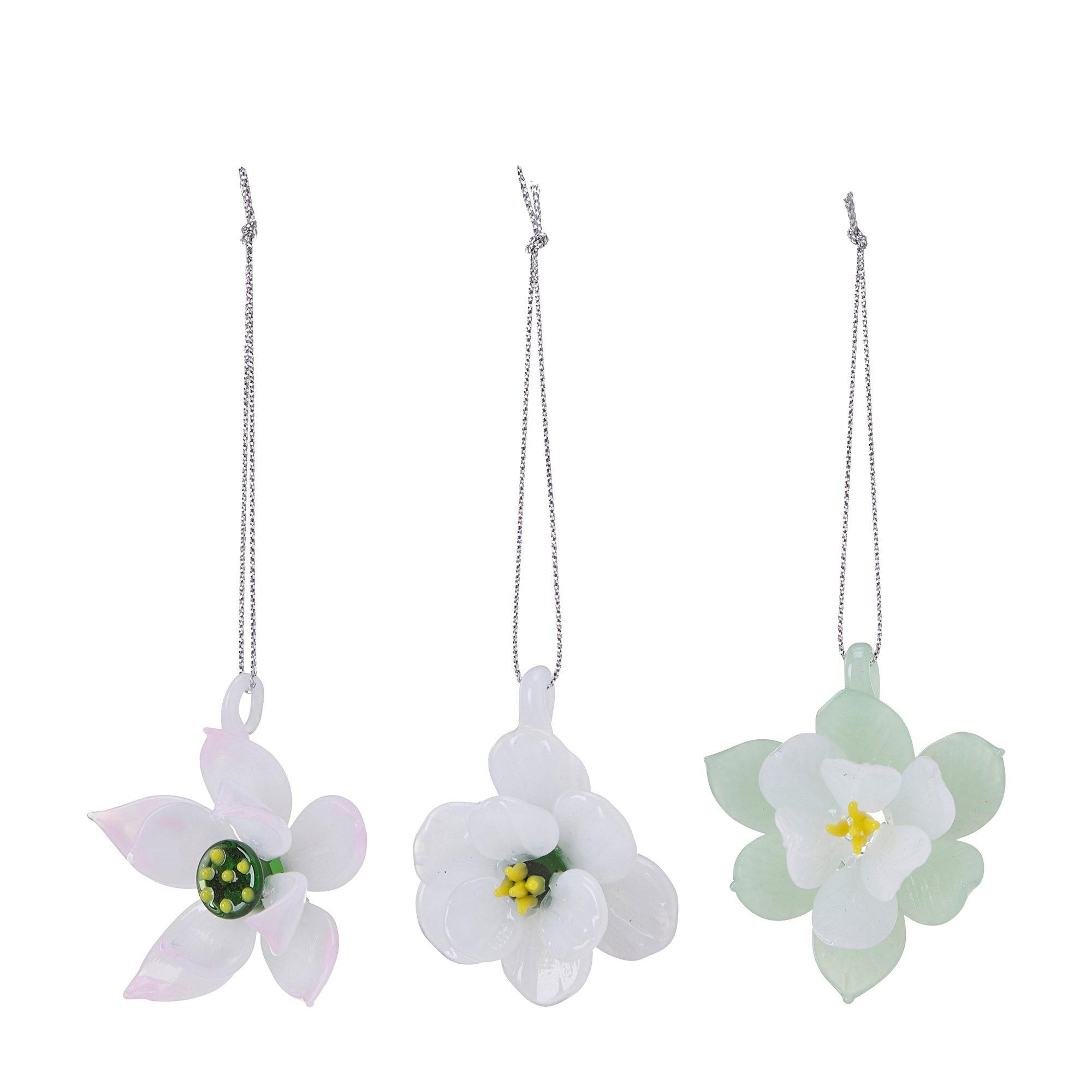 FLOWER Ornament Mix White, Pink, Green - White, Pink, Green - 4x4cm