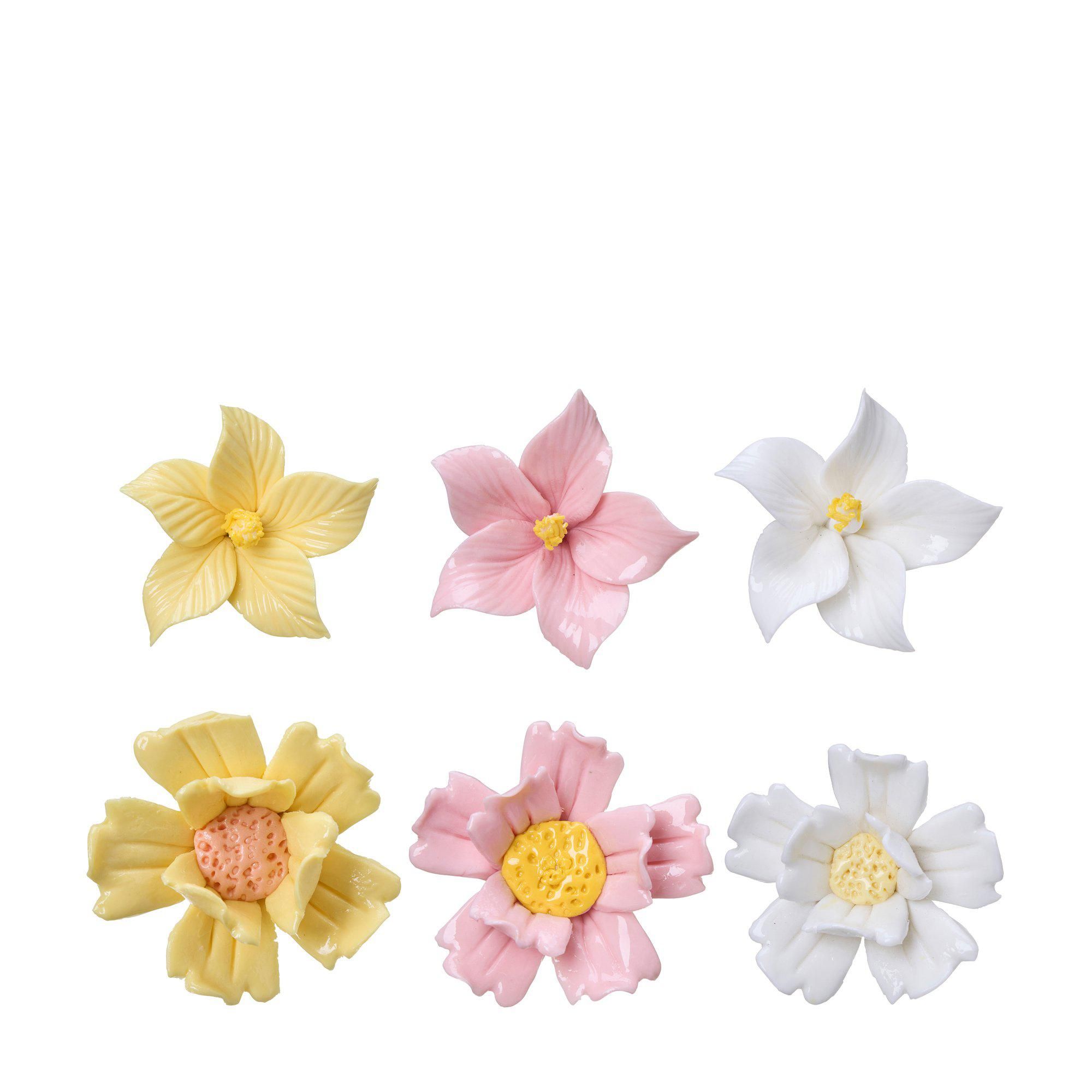 FLOWER w clip Mix White, Yellow, Pink - White, Yellow, Pink - 6x3 5x3cm