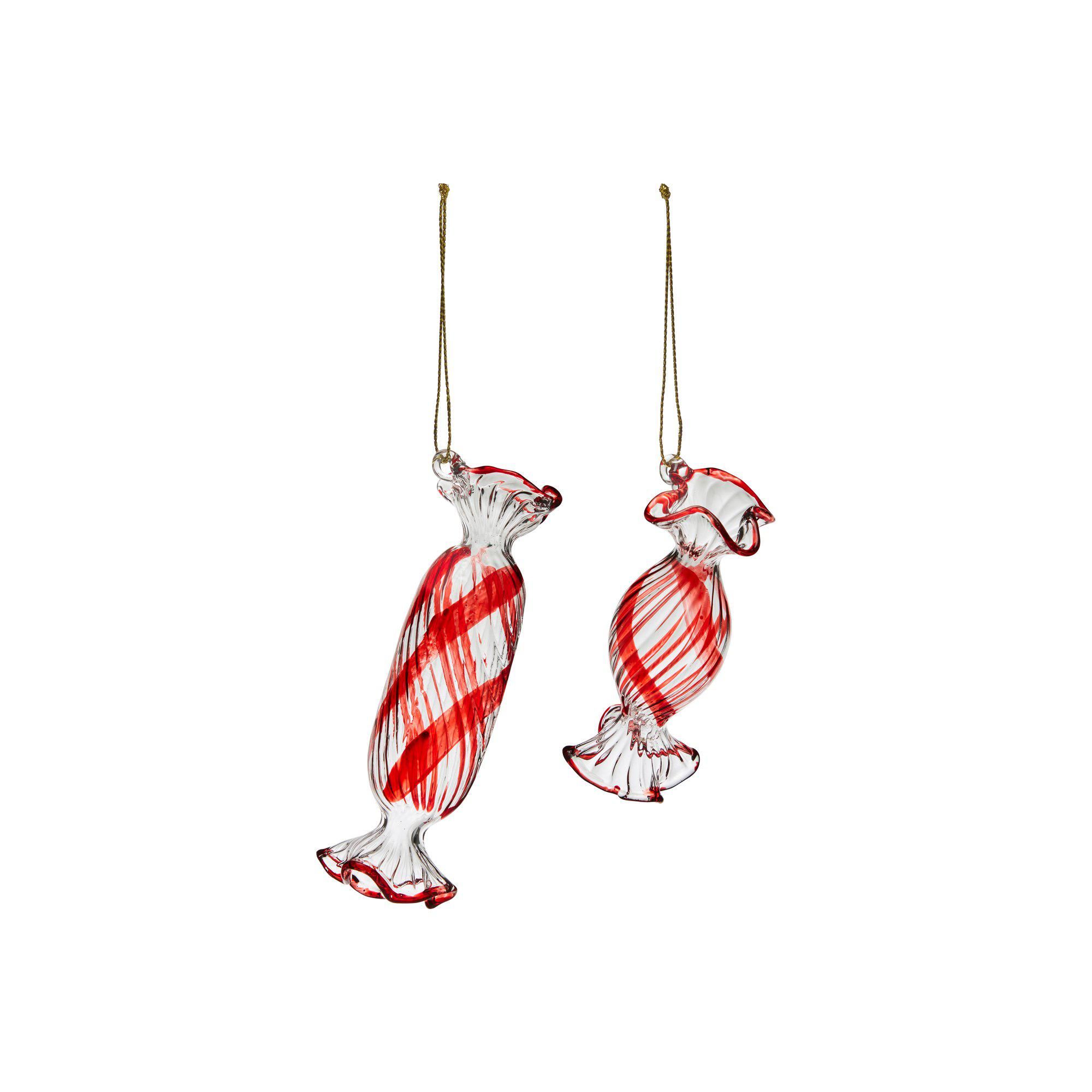 CANDY Ornament Mix Clear/Red - Clear/Red - 3x11 3x8cm