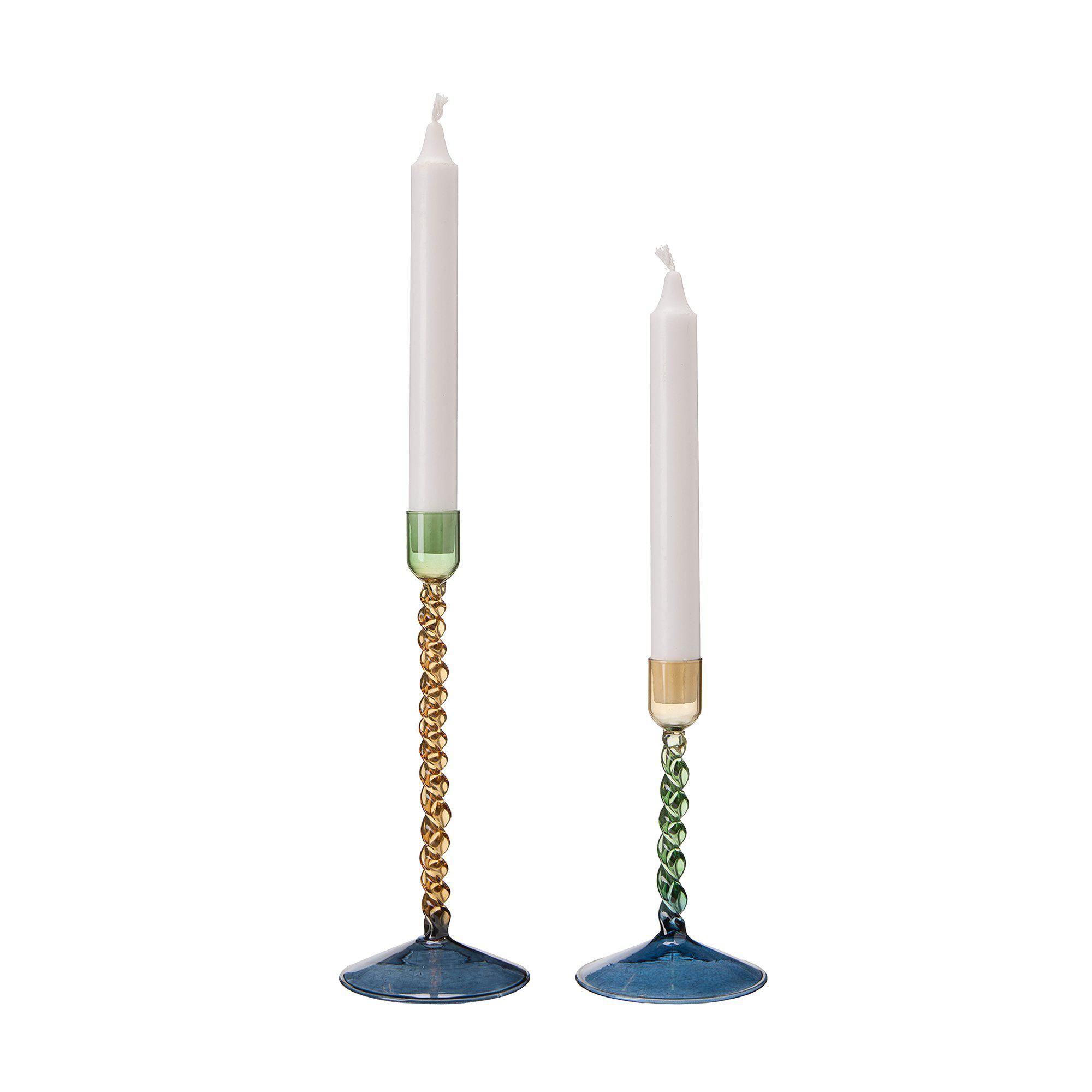ELDA Candle holder S Green/Yellow/Blue - Green/Yellow/Blue - 8x22 9x15cm