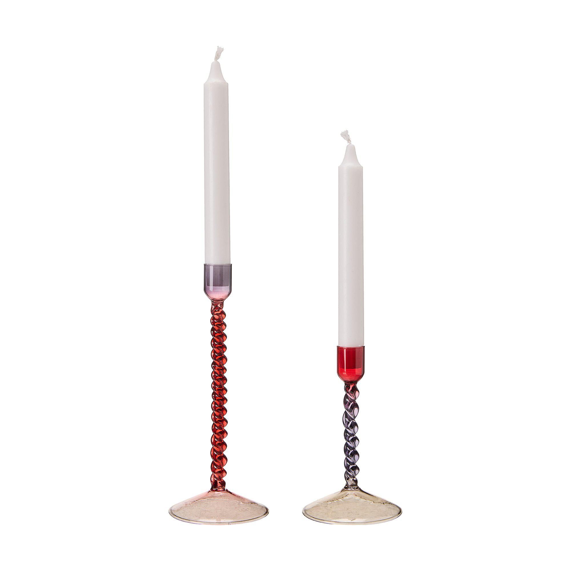 ELDA Candle holder S Red/Purple/Beige - Red/Purple/Beige - 8x22 9x15cm