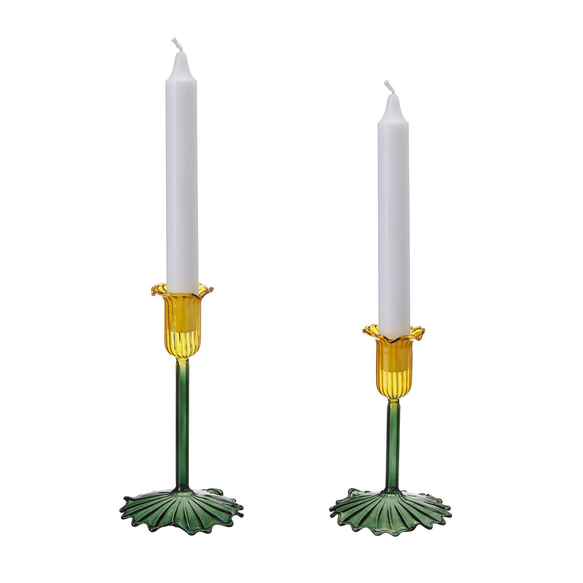 AYLA Candle holder S Yellow/Green - Yellow/Green - 8x9 8x6cm