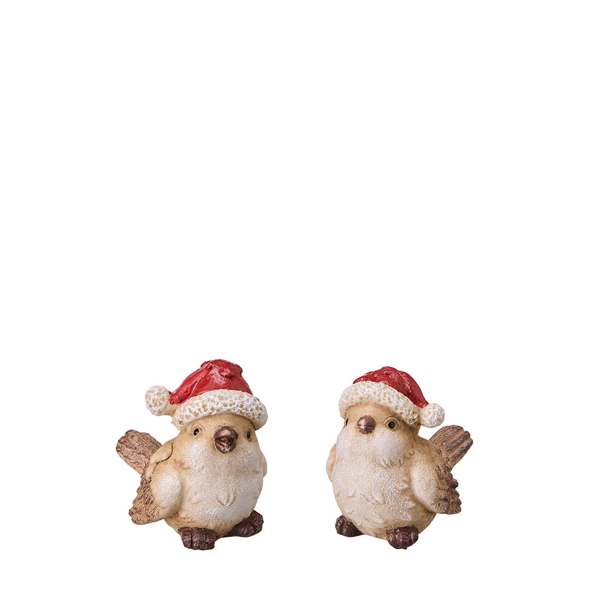 BIRD w. Hat Mix Beige/Red - Beige/Red - 7x5x7 cm
