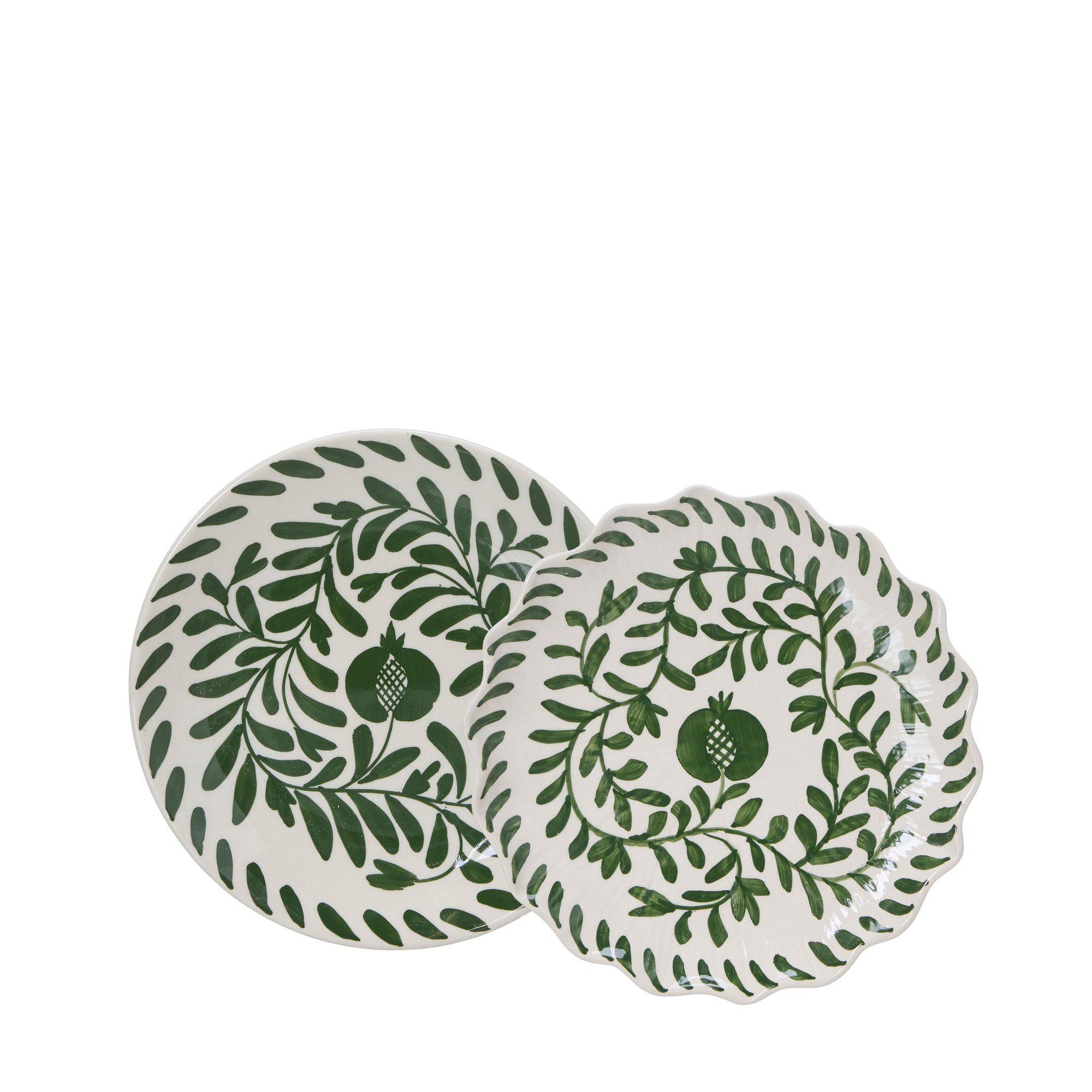 MATILDA Small Plate Mix White/Green - White/Green - 20x2,5cm