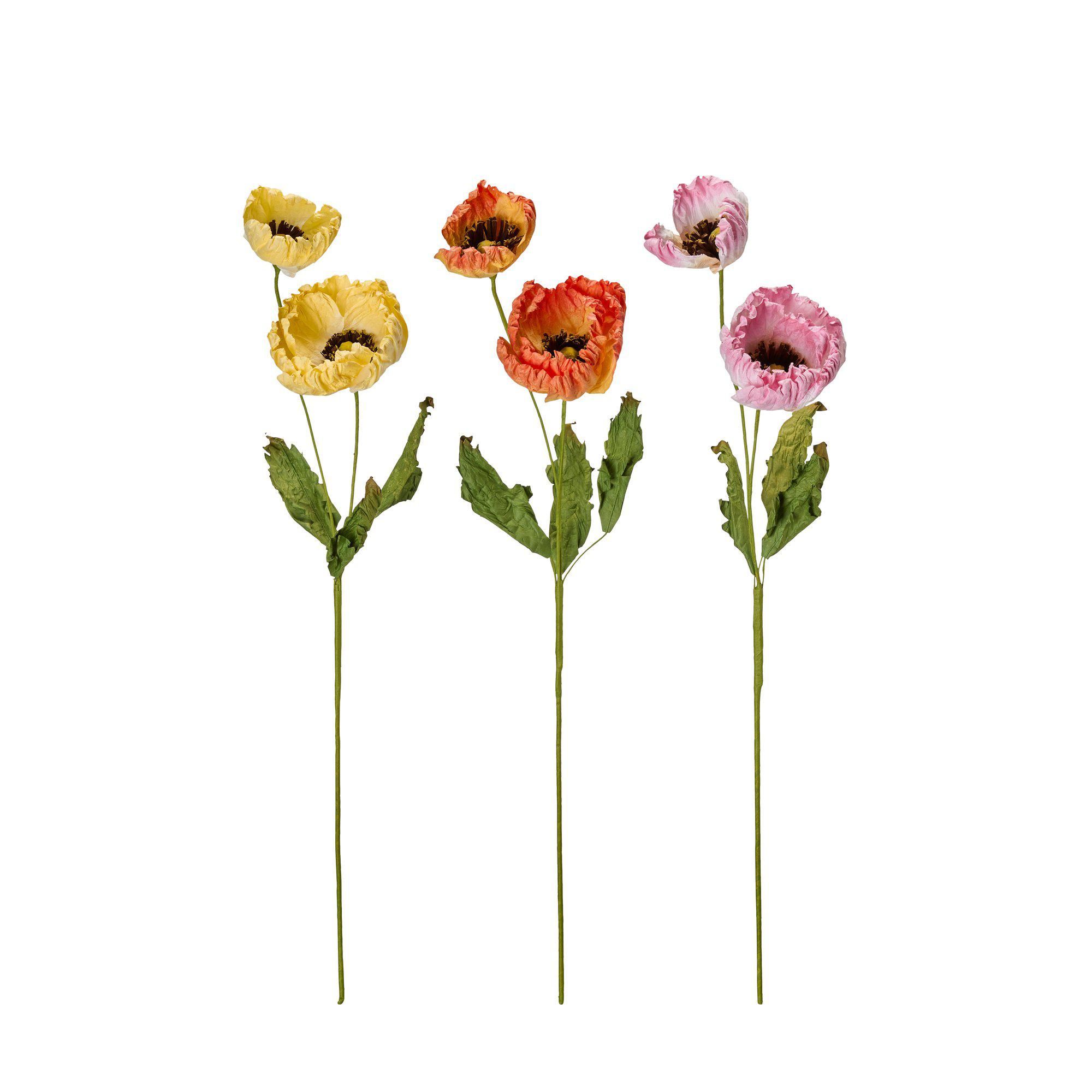 POPPY Flower Mix Yellow, Orange, Pink - Yellow, Orange, Pink - 8x69cm